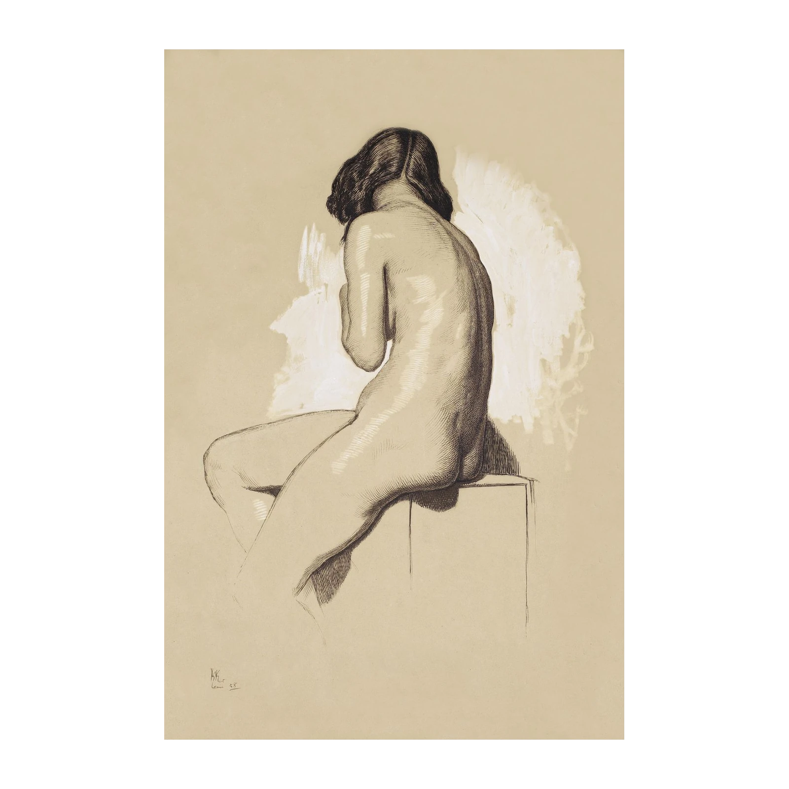 Figure Study Charcoal Sketch Wall Art