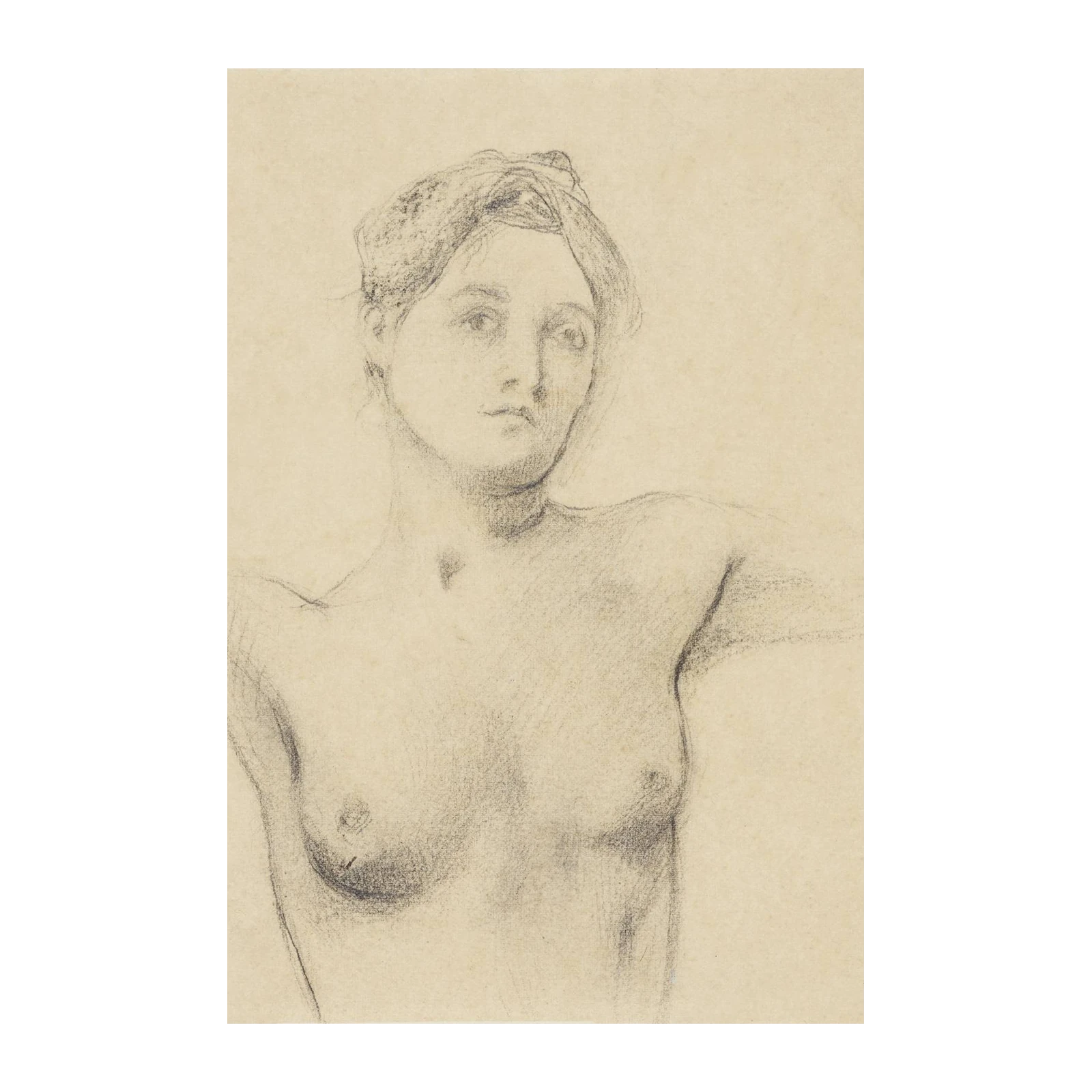 Figurative Pencil Sketch Woman Portrait Wall Art