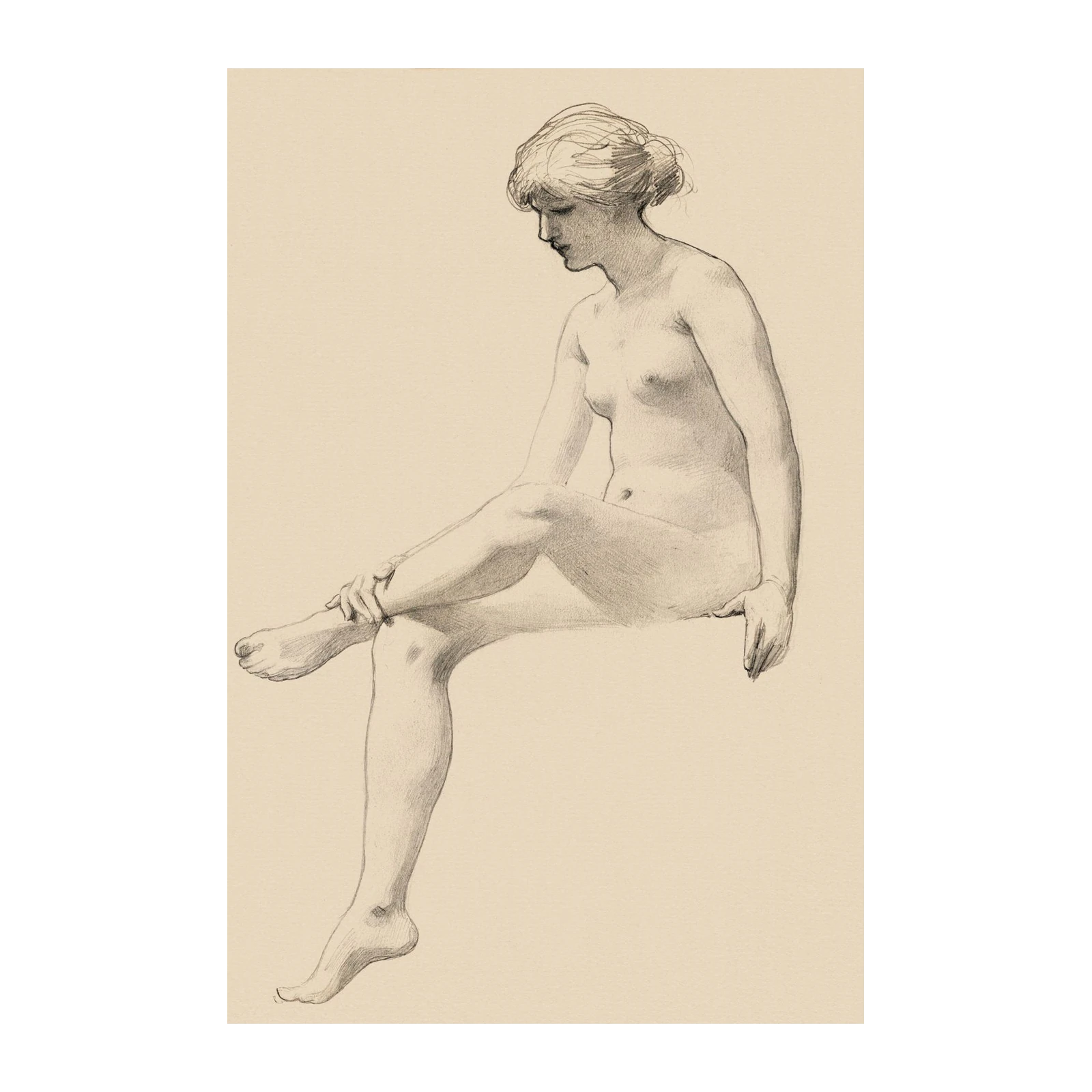 Elegant Figure Study Pencil Sketch Wall Art