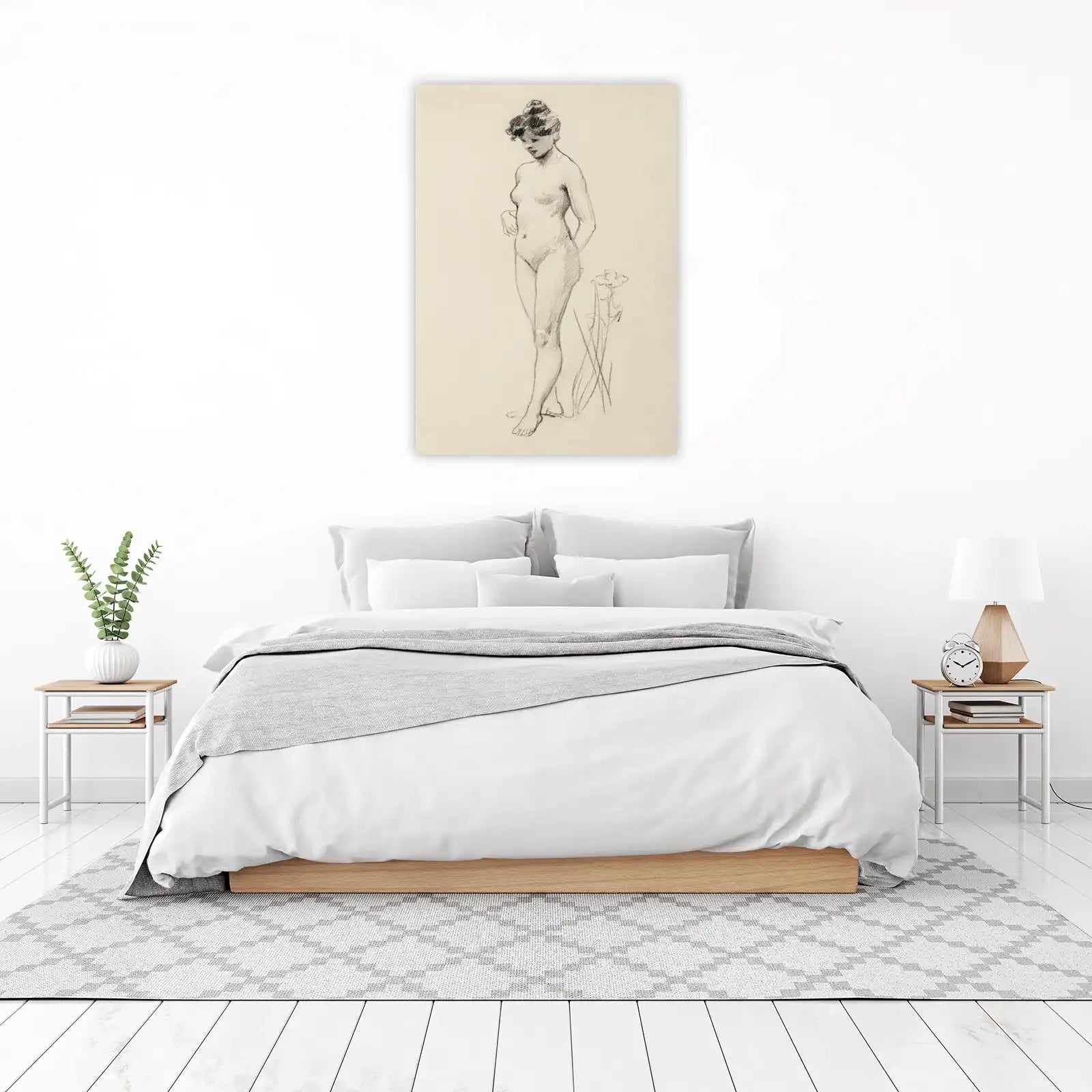 Elegant Figure Study Charcoal Wall Art