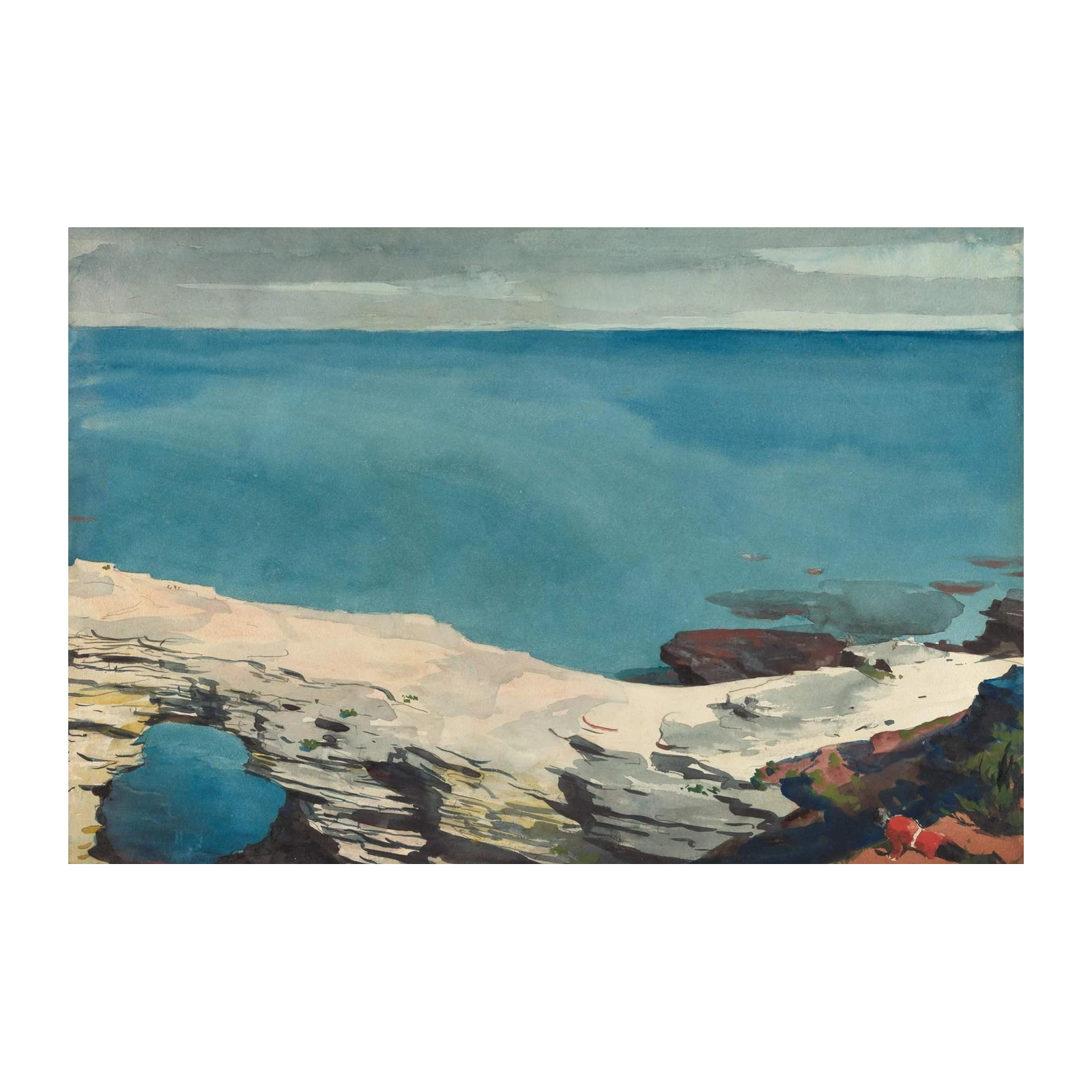 Coastal Cliffs & Ocean Serenity Watercolor Wall Art
