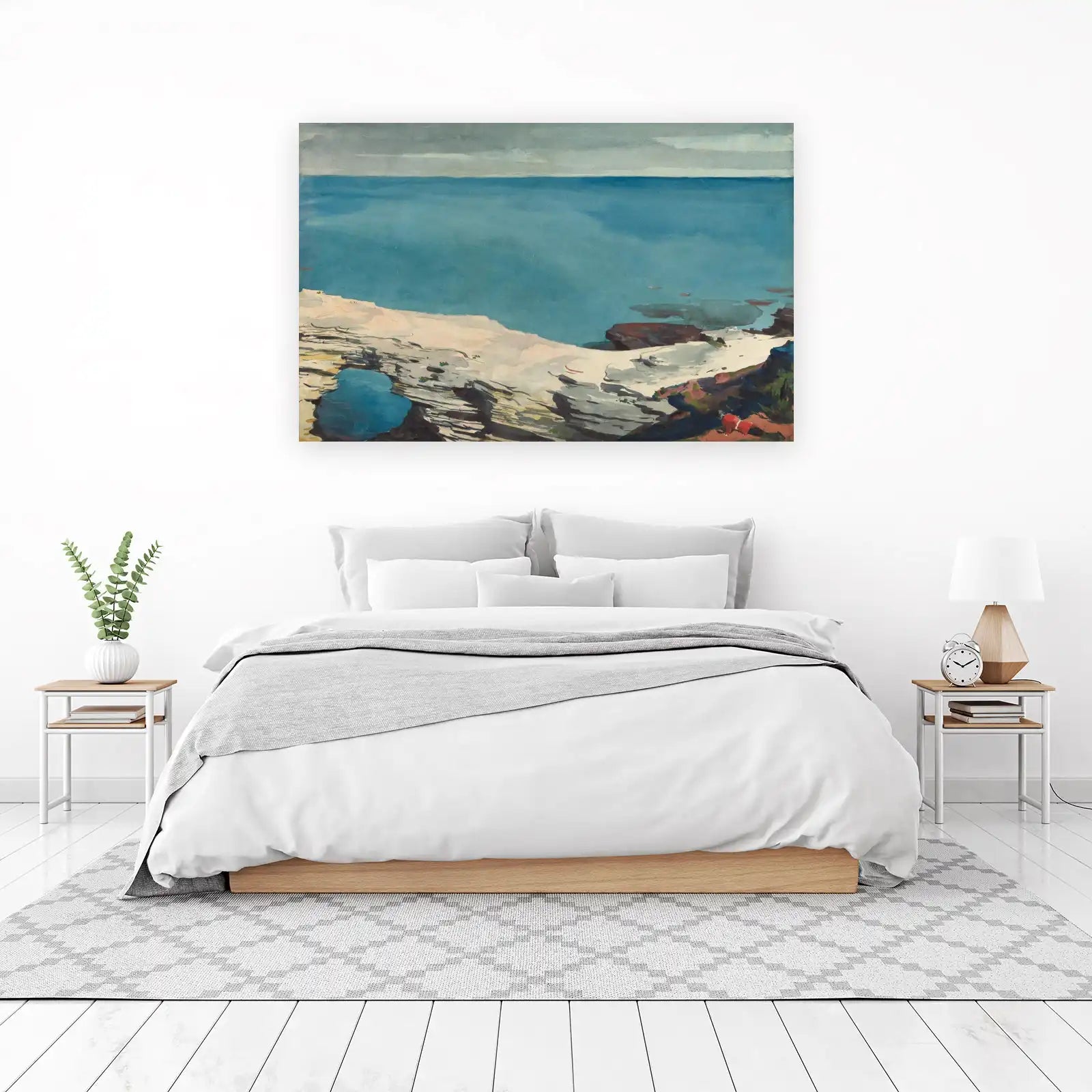 Coastal Cliffs & Ocean Serenity Watercolor Wall Art