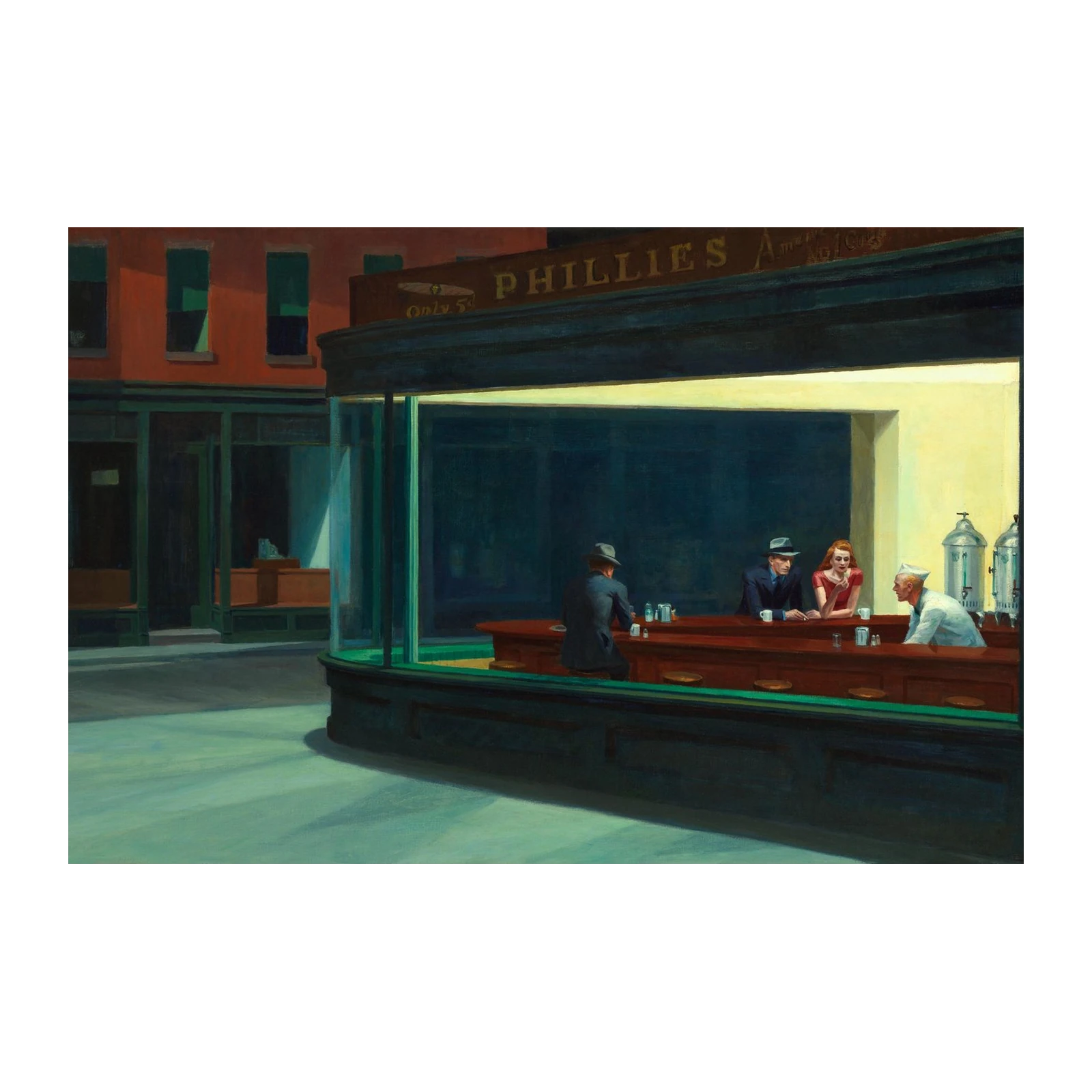 Nighthawks Diner Scene Wall Art - Vintage Art