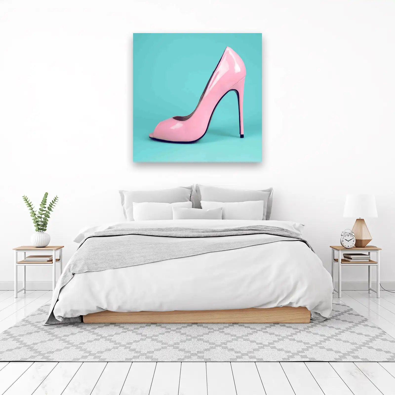 Chic Pink Peep-Toe High Heel Wall Art