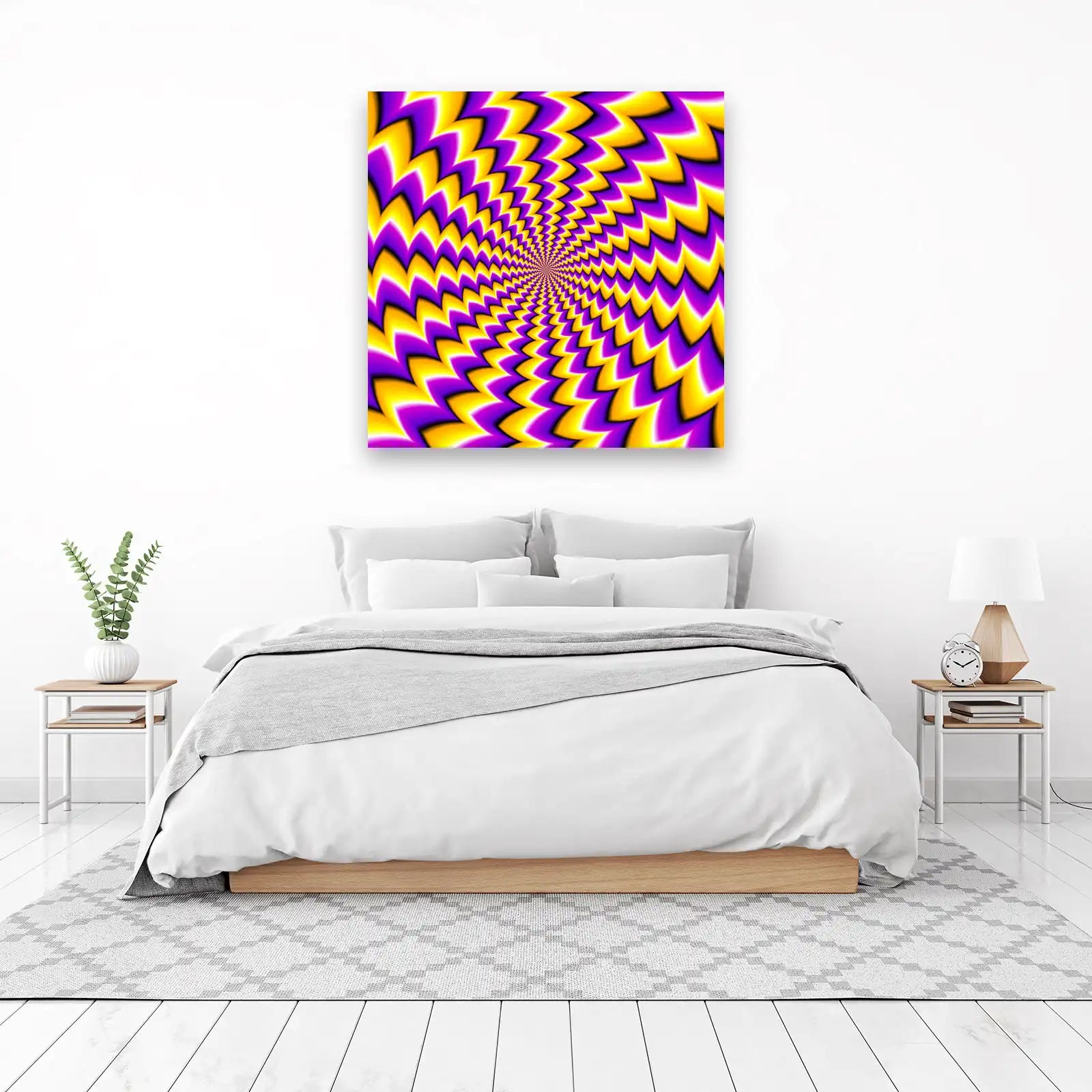 Hypnotic Swirls Abstract Purple Yellow Wall Art