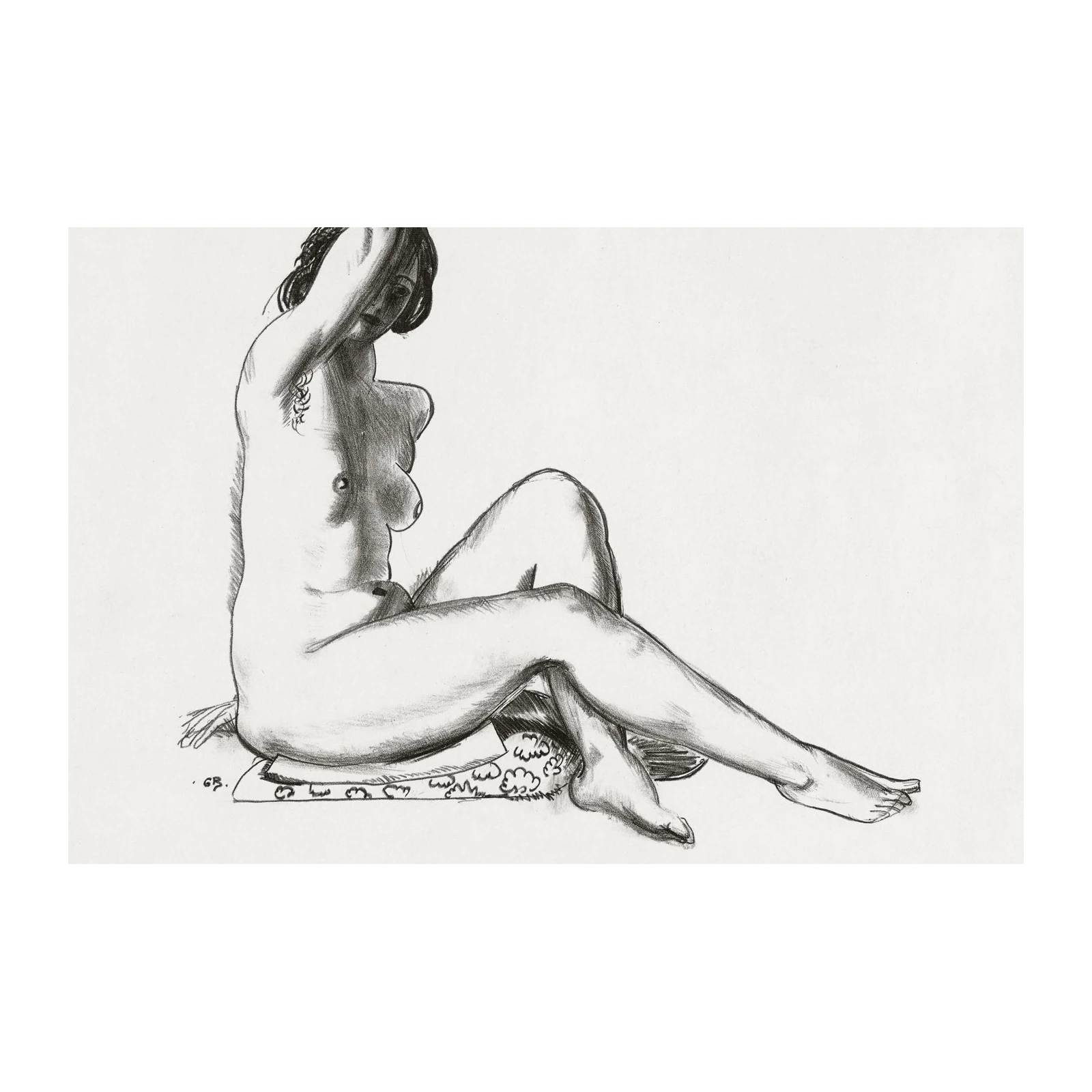 Classic Nude Study Charcoal Sketch Wall Art