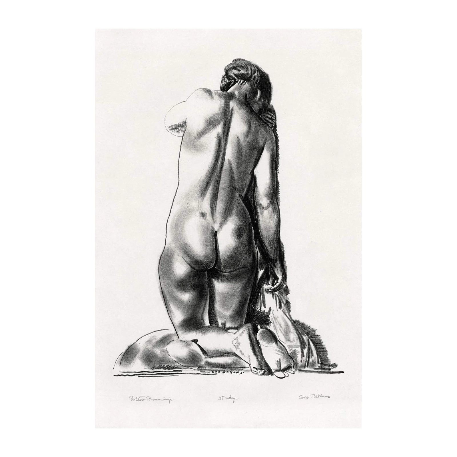 Artistic Nude Charcoal Study Wall Art