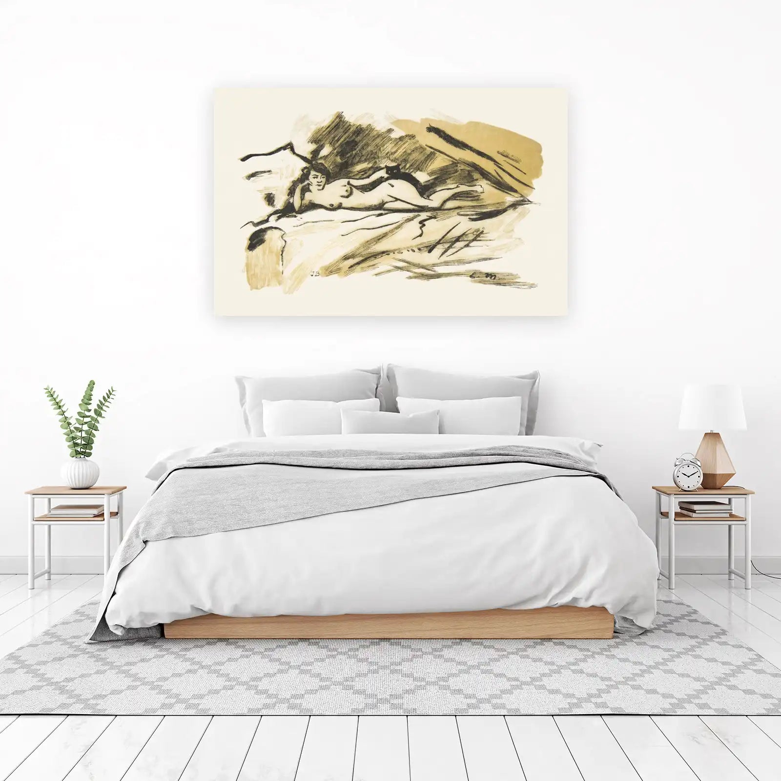 Nude Reclining with Cat Wall Art