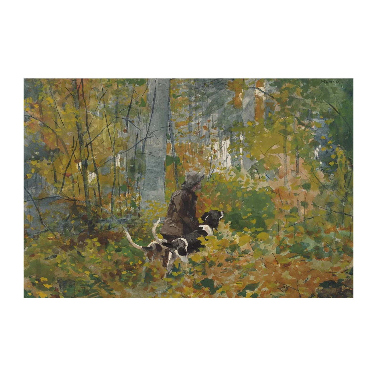 Autumn Woods Hunting Scene Wall Art