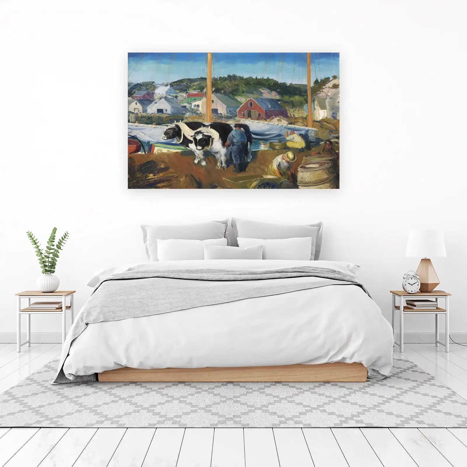 Coastal Cows & Harbor Scene Wall Art