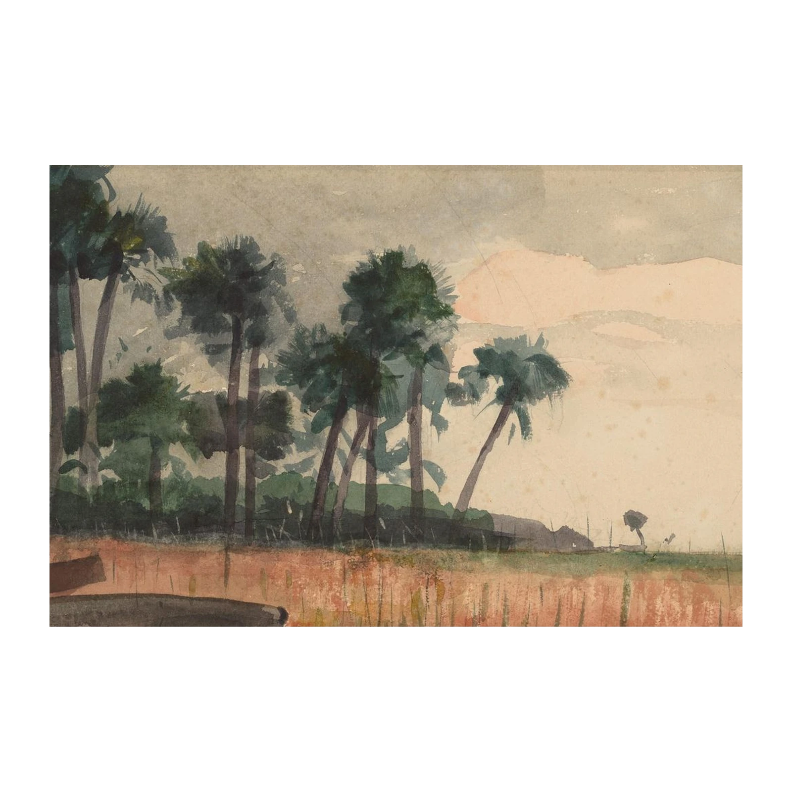 Serene Tropical Landscape Watercolor Wall Art