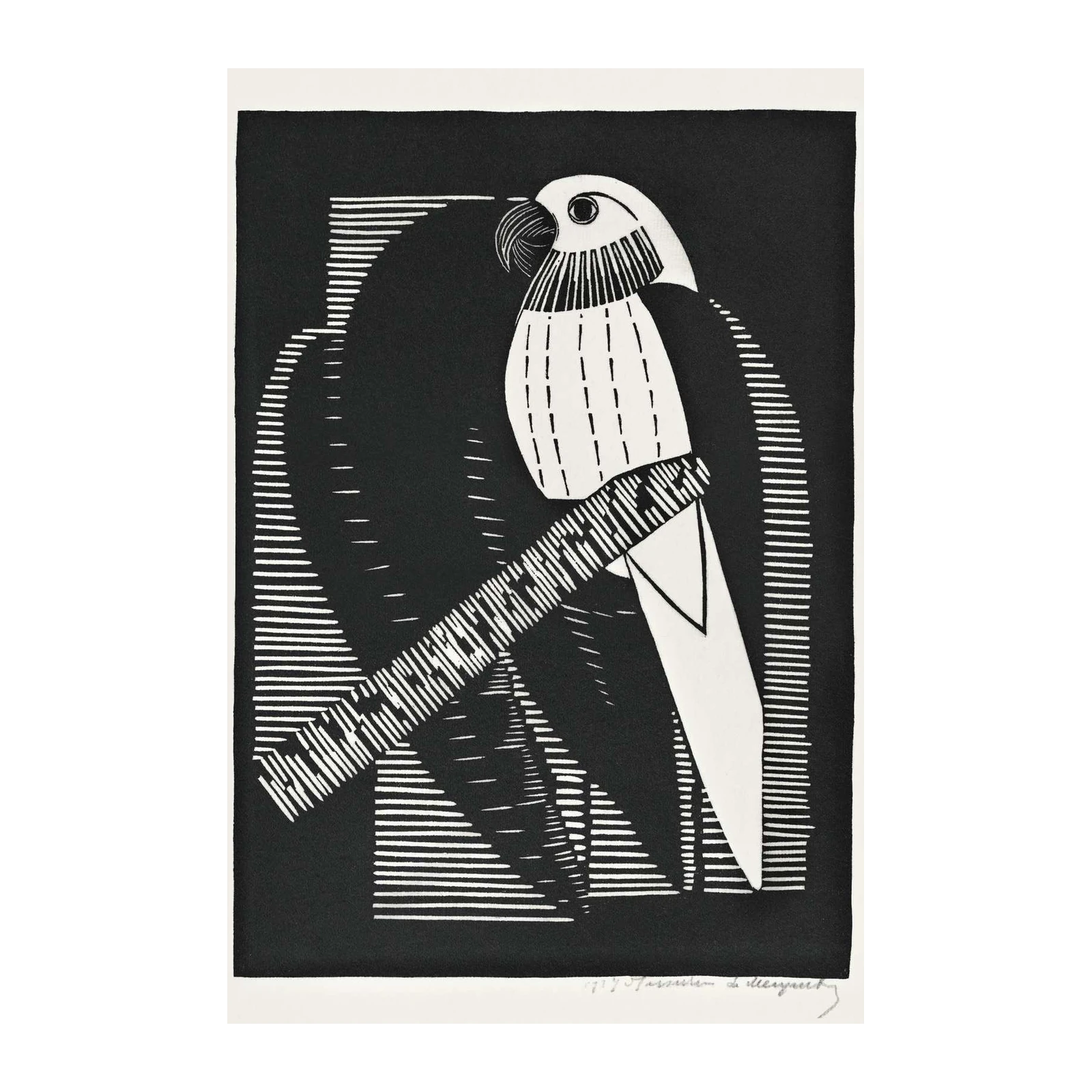 Bold Parrot Linocut Wall Art