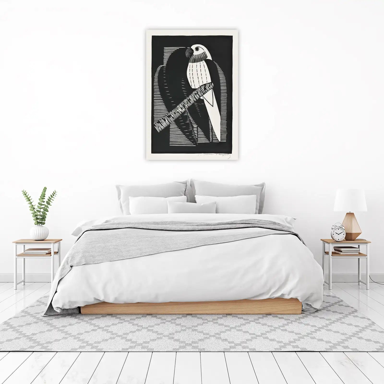 Bold Parrot Linocut Wall Art