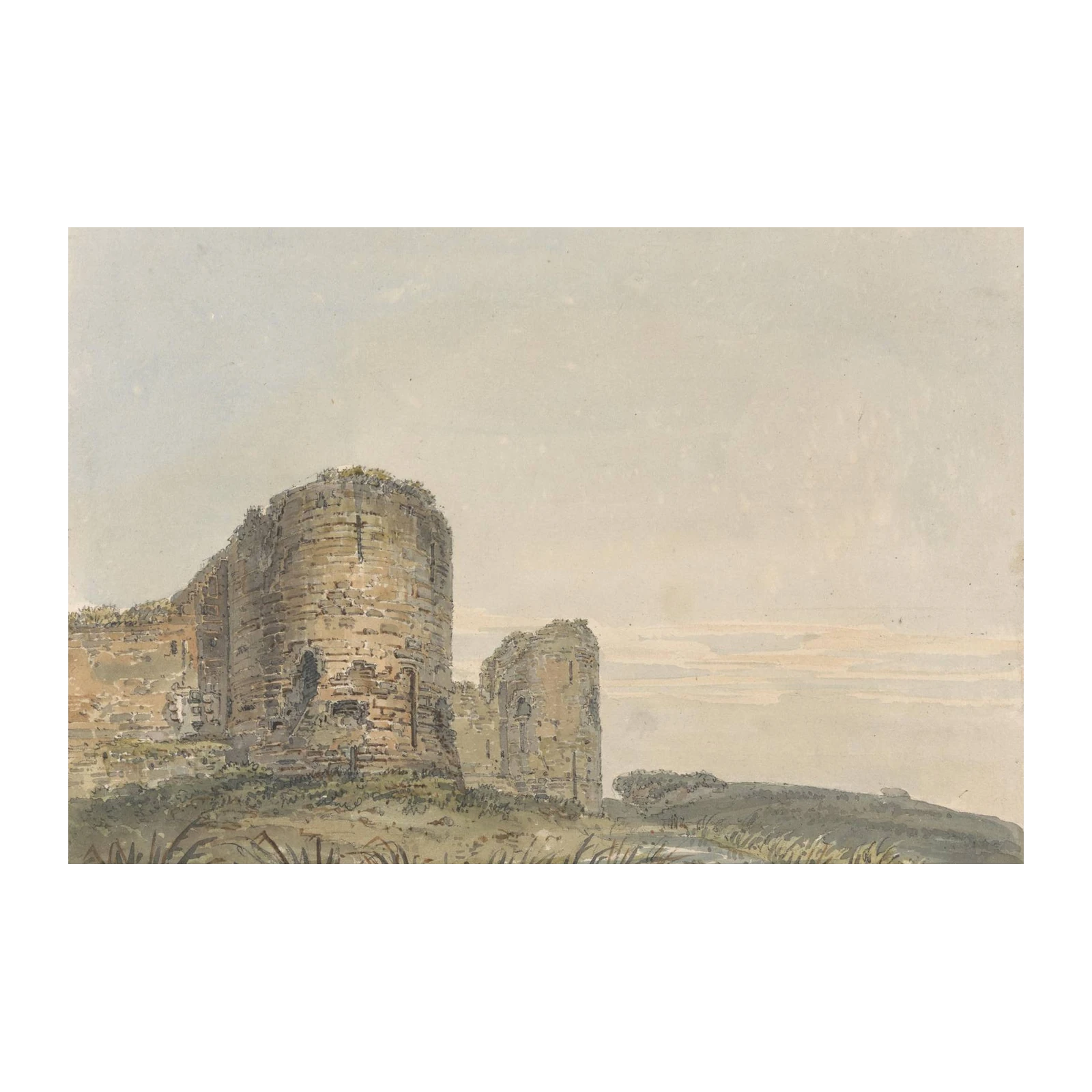 Historic Castle Ruins Watercolor Wall Art