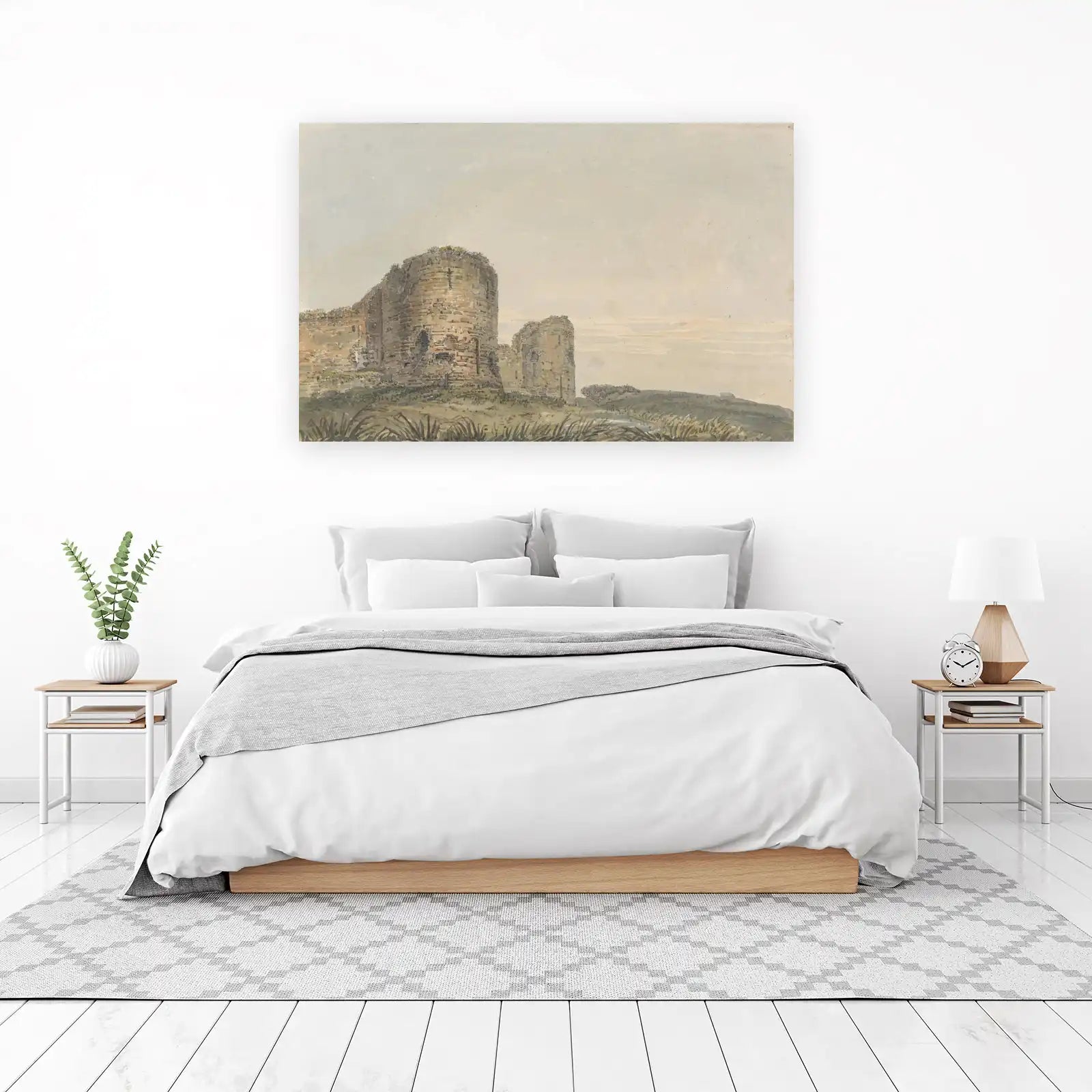 Historic Castle Ruins Watercolor Wall Art