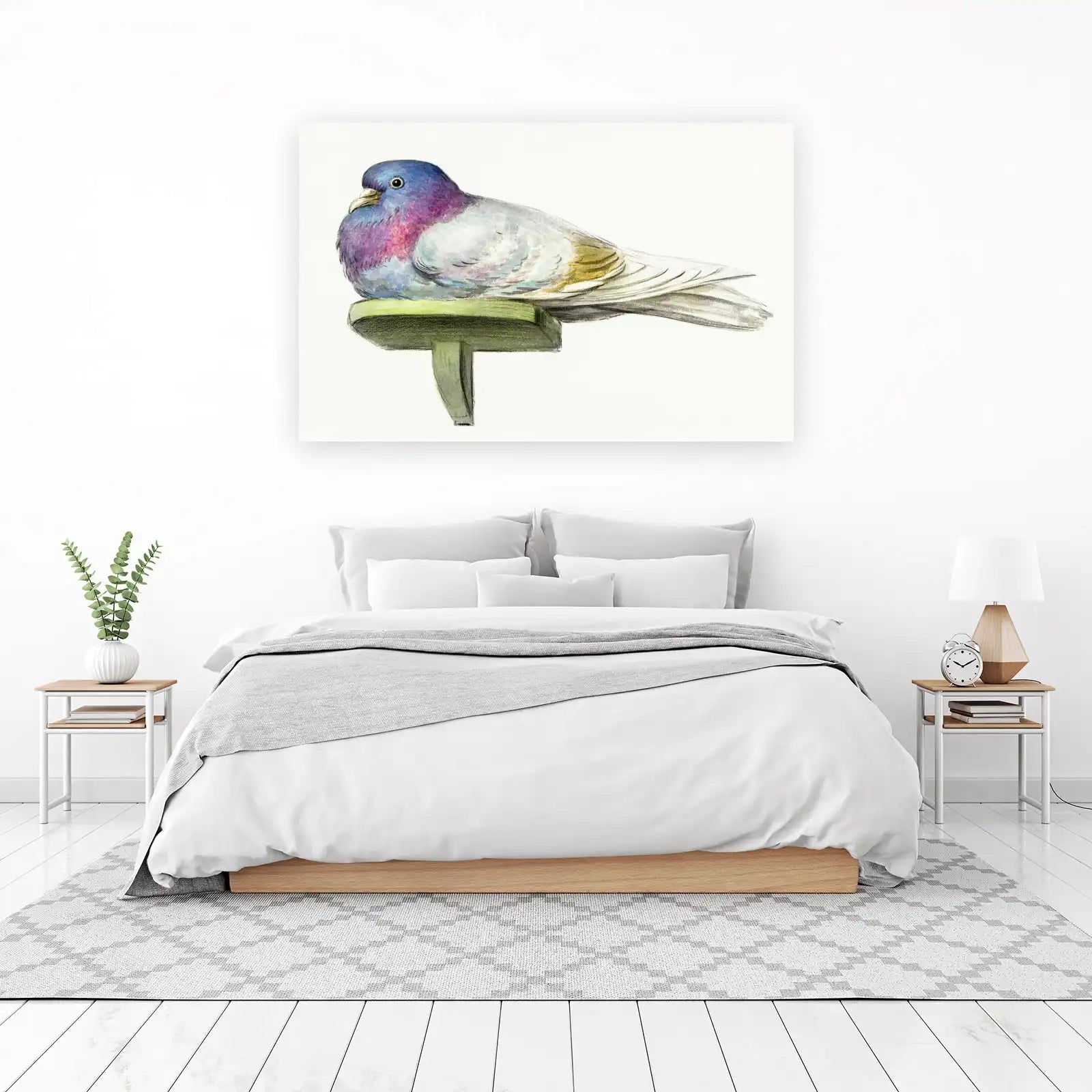 Elegant Pigeon Watercolor Art Wall Art