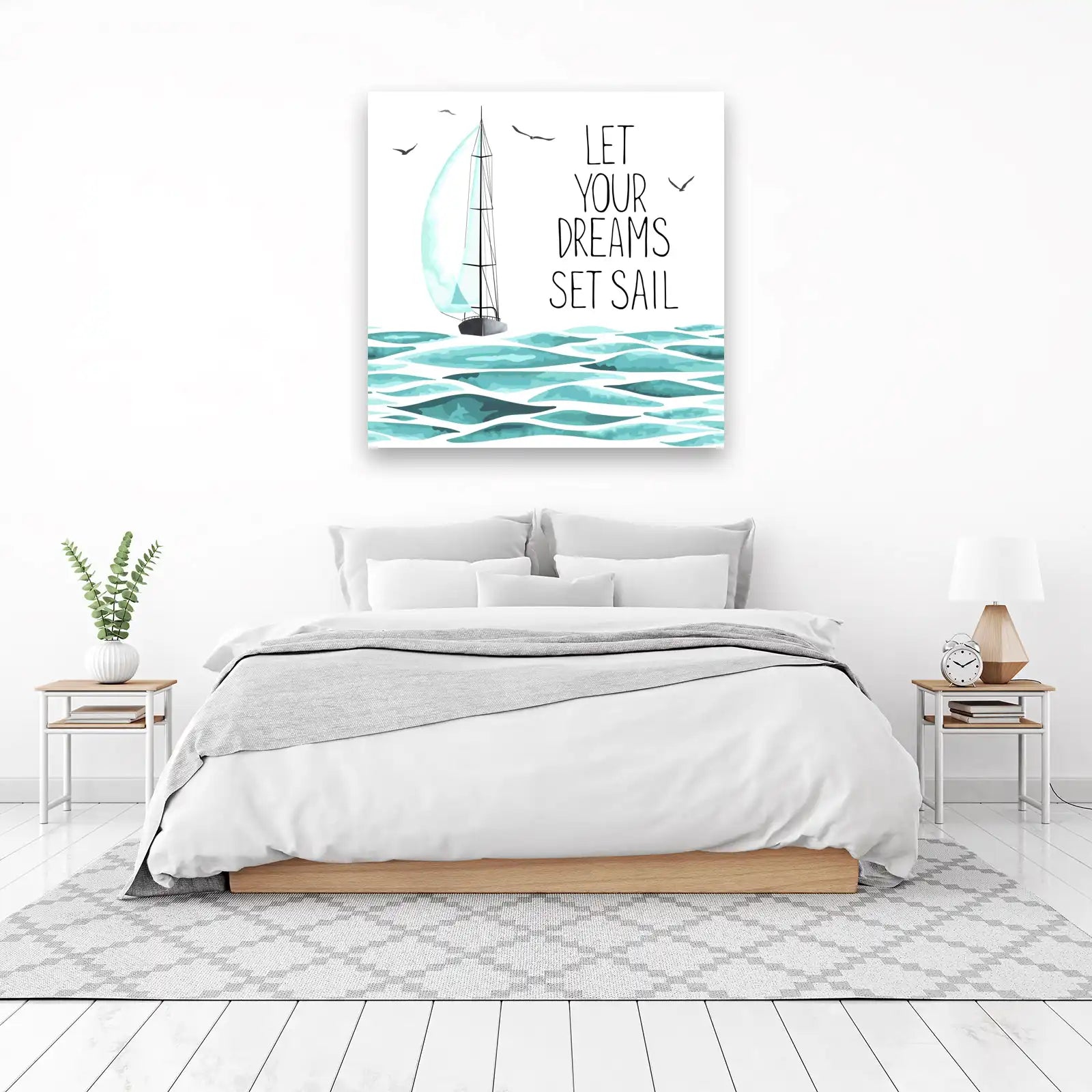 Inspirational Sailboat "Dreams Set Sail" Wall Art