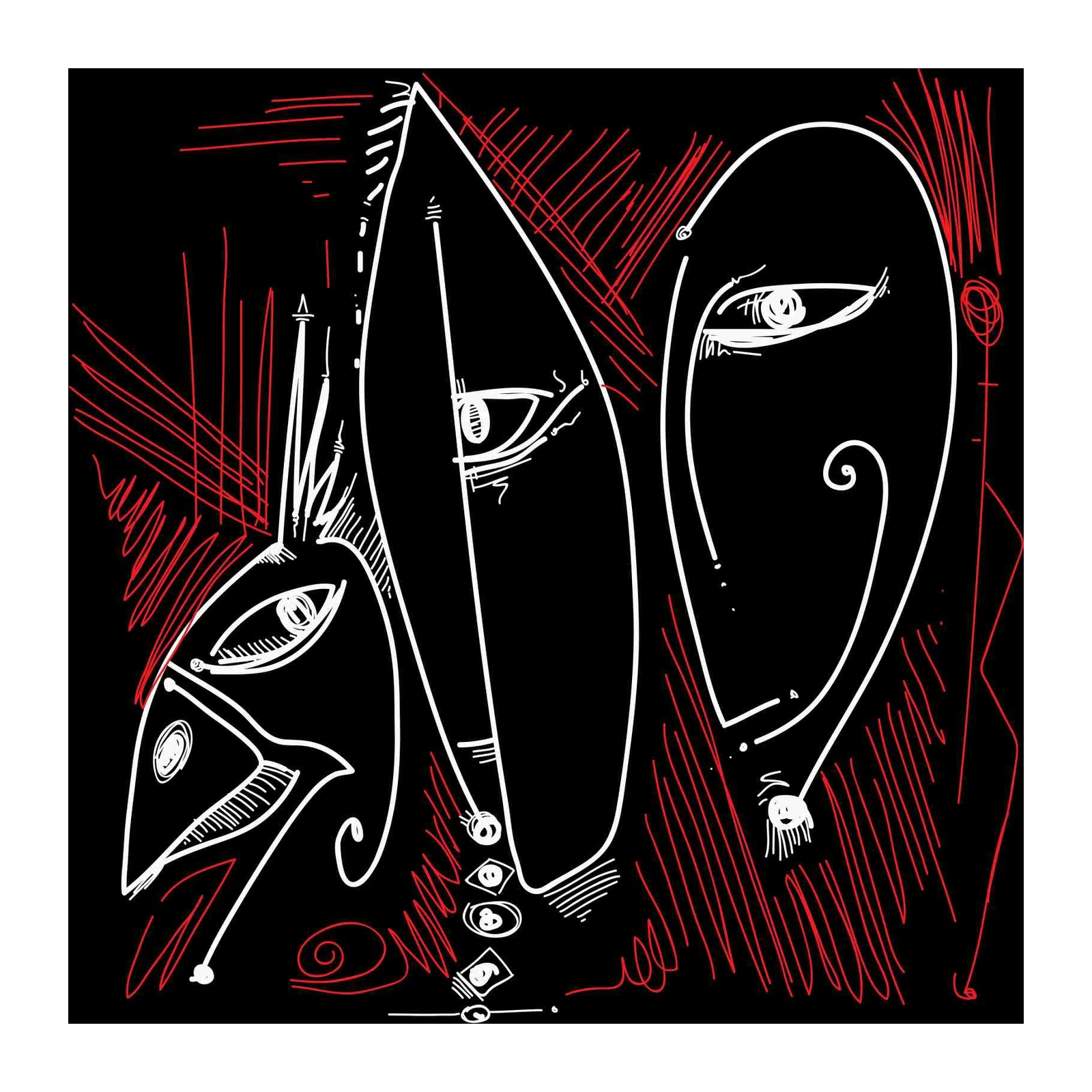 Abstract Faces Bold Strokes Wall Art