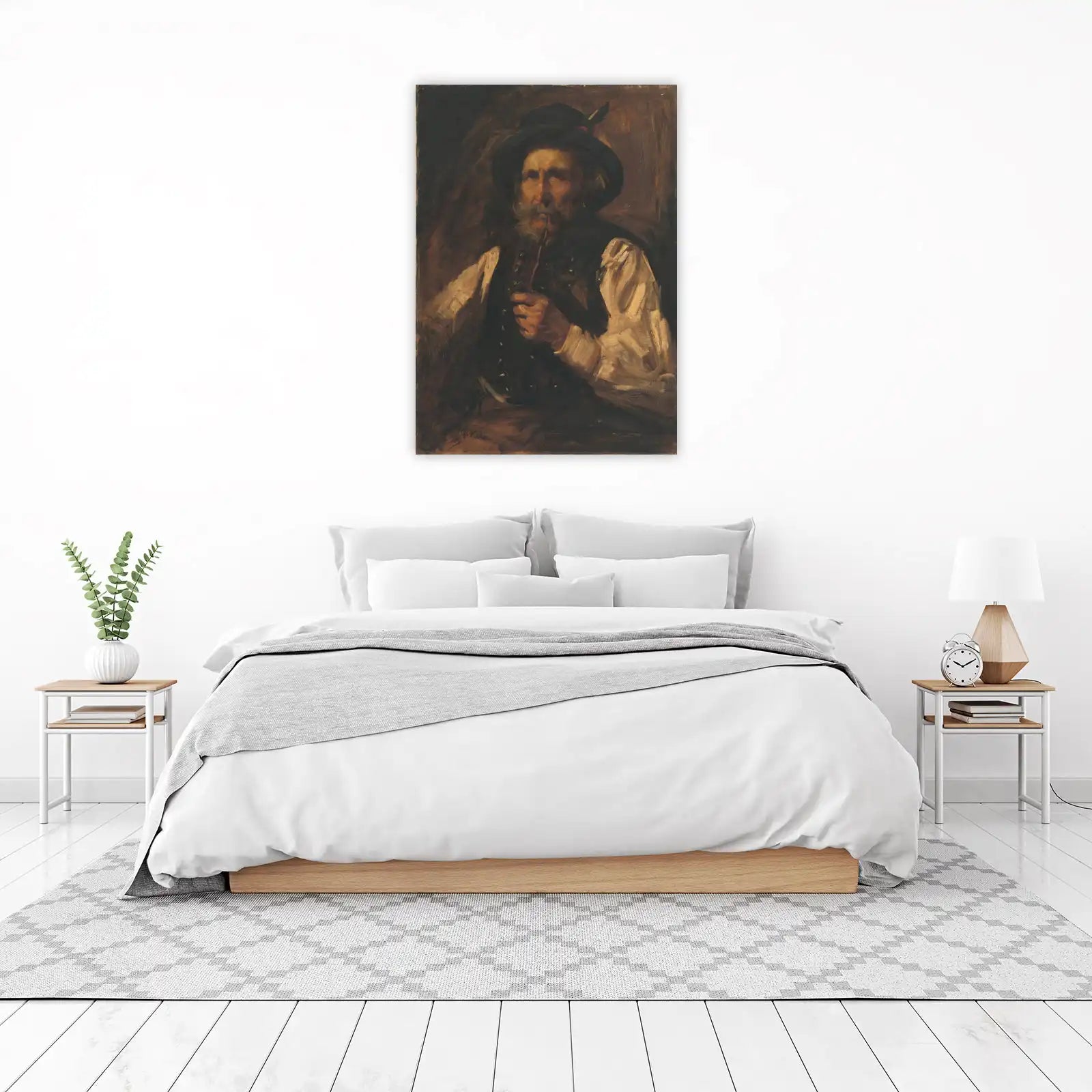 Elderly Man with Pipe Oil Painting Wall Art