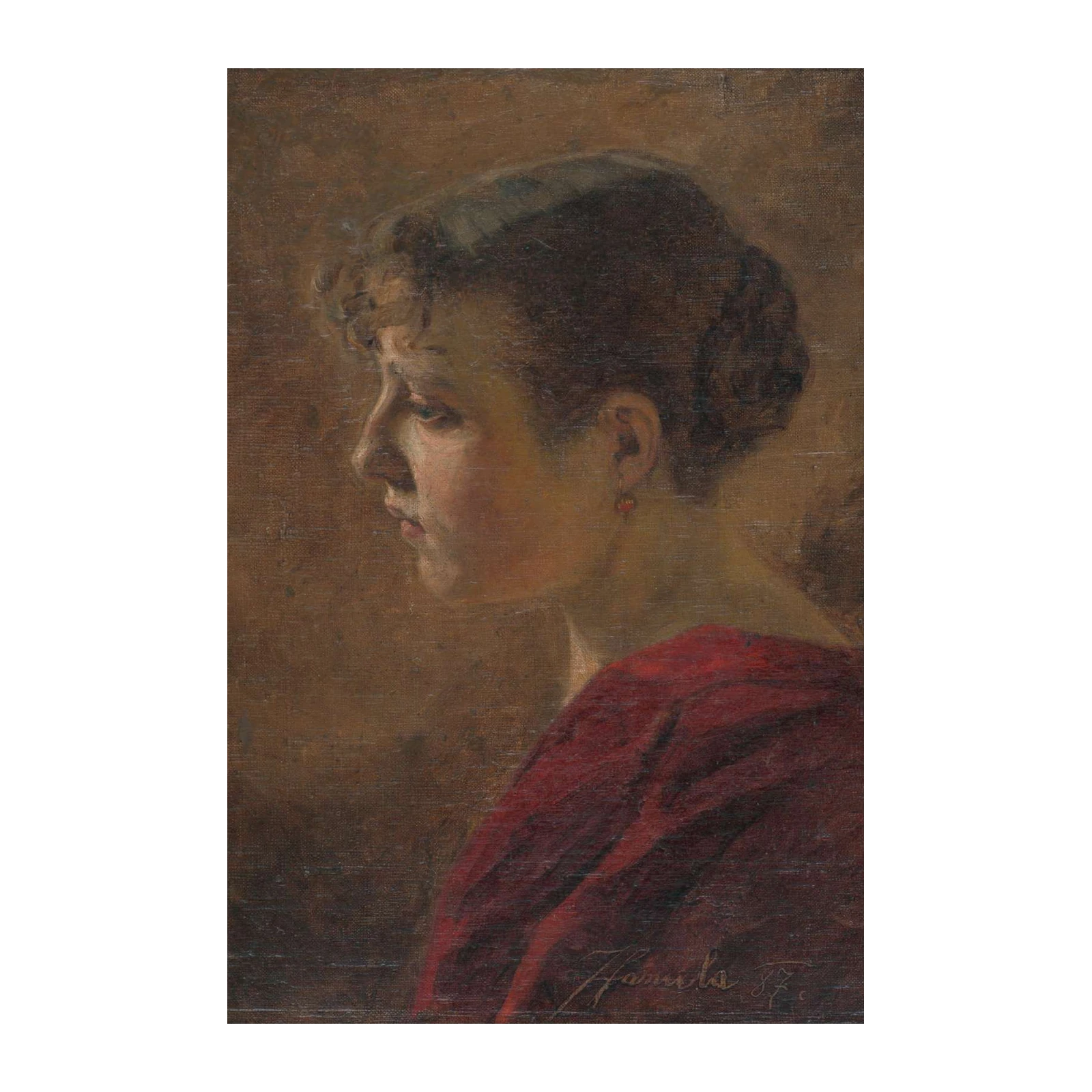 Victorian Portrait Red Gown Wall Art