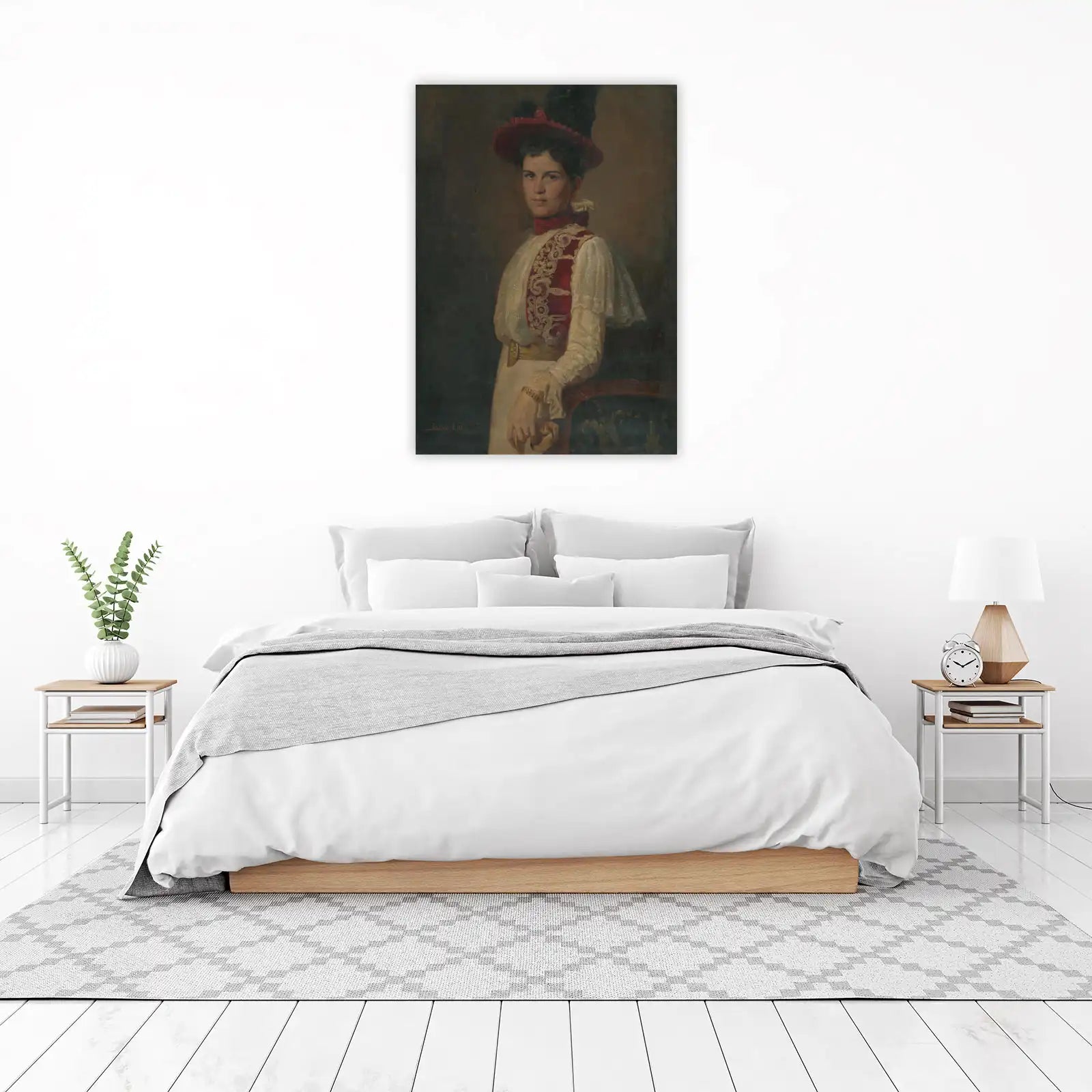 Vintage Lady Portrait Red Hat Wall Art