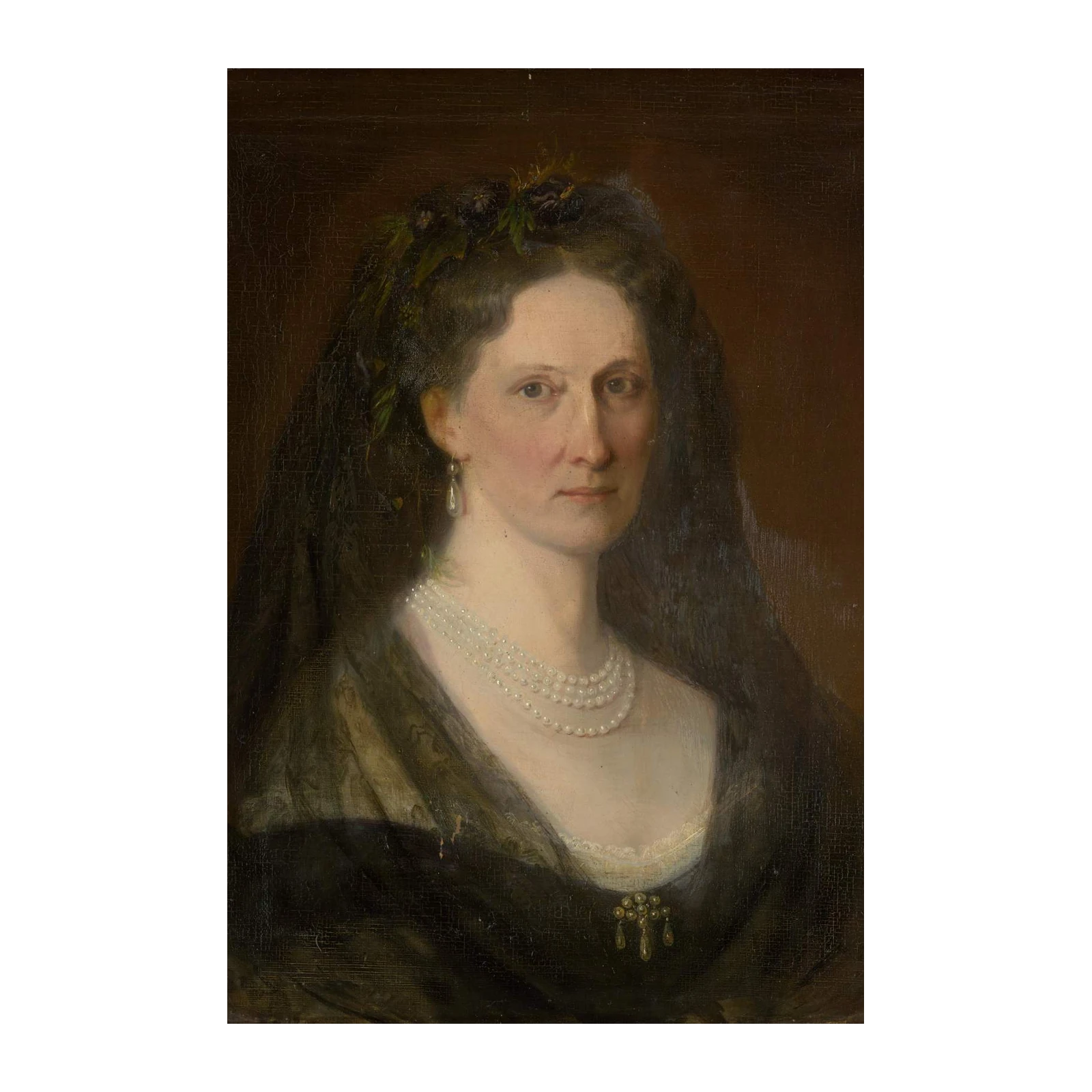Elegant Victorian Lady Pearl Necklace Wall Art