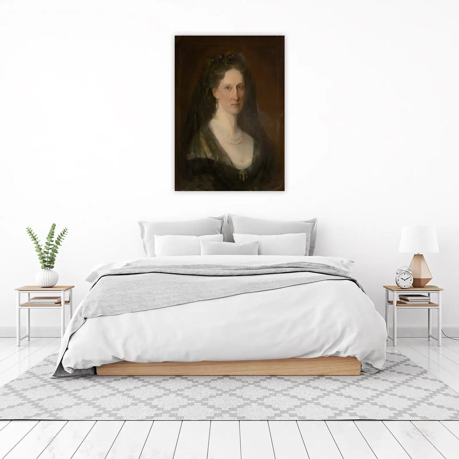 Elegant Victorian Lady Pearl Necklace Wall Art