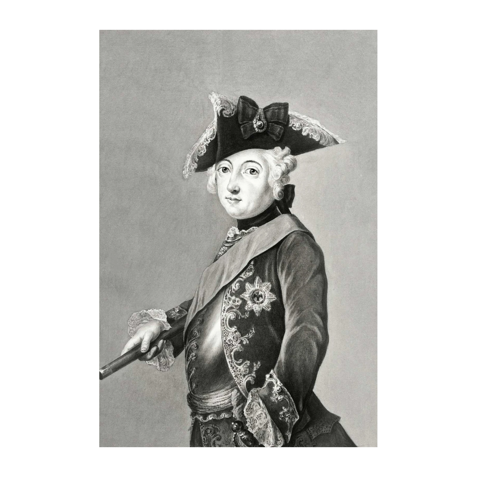 Regal Portrait Charcoal King Historical Wall Art