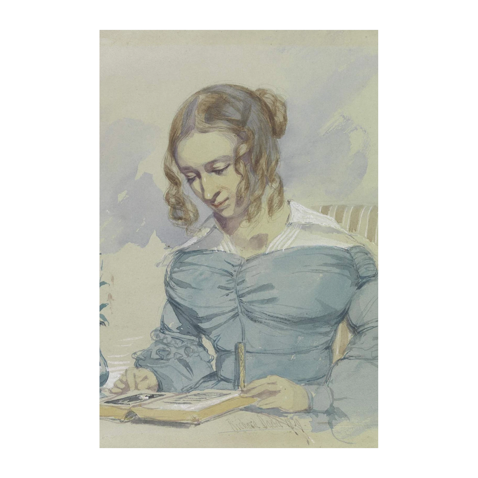 Serene Lady Reading Victorian Portrait Wall Art