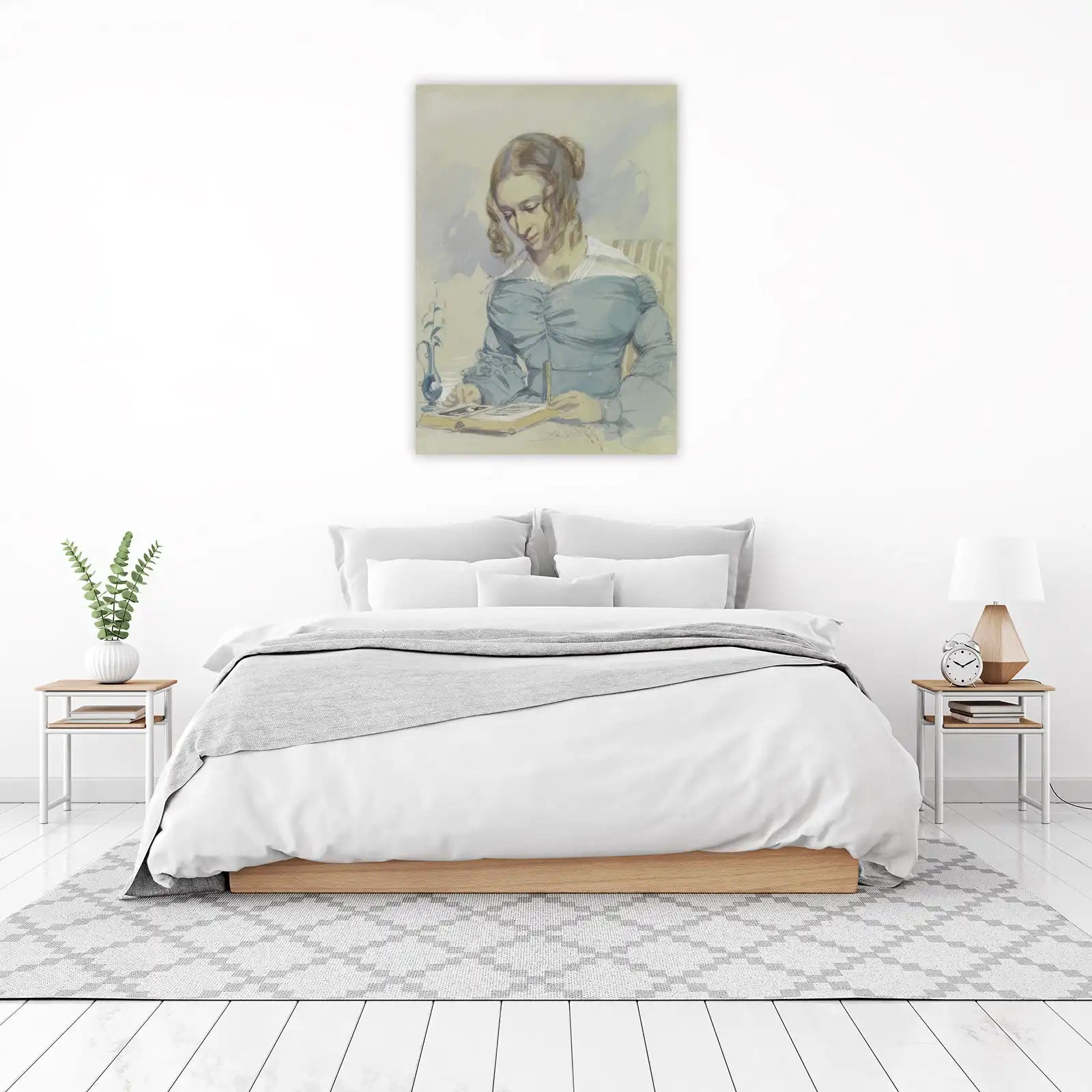 Serene Lady Reading Victorian Portrait Wall Art