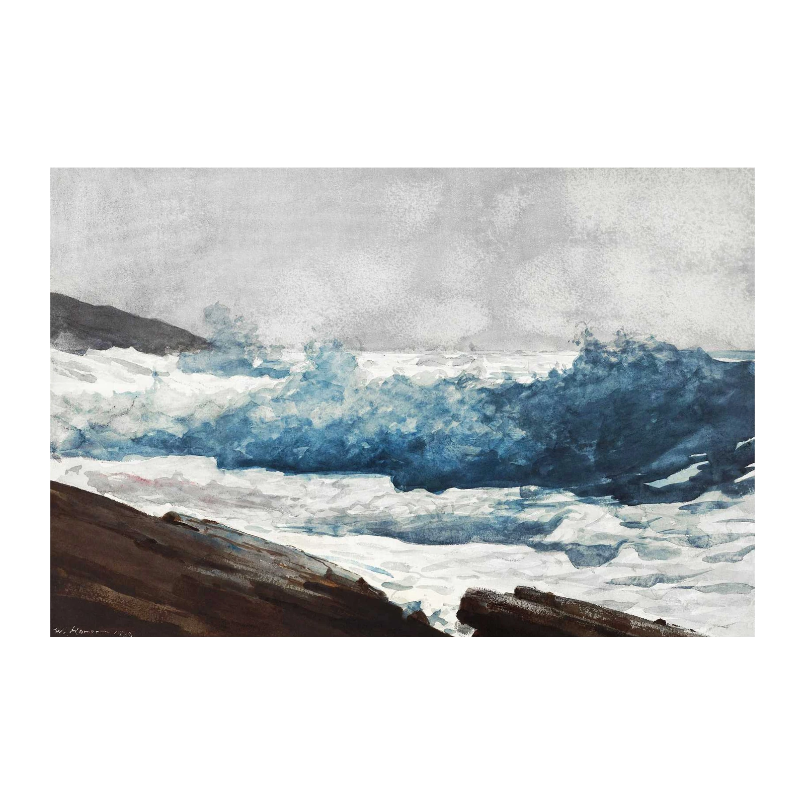 Crashing Wave Seascape Watercolor Wall Art