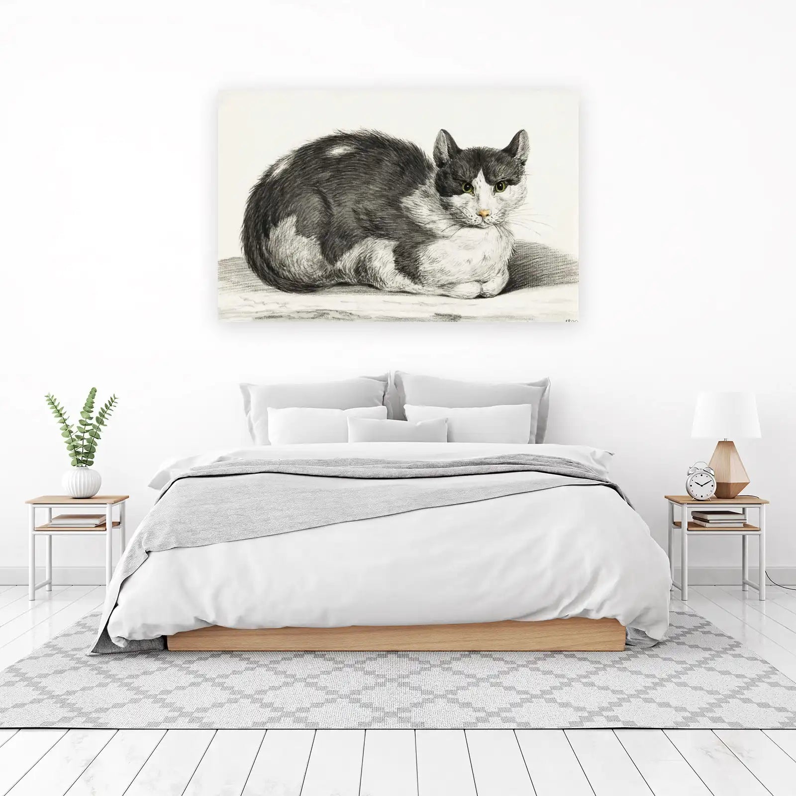 Elegant Black and White Cat Portrait Wall Art