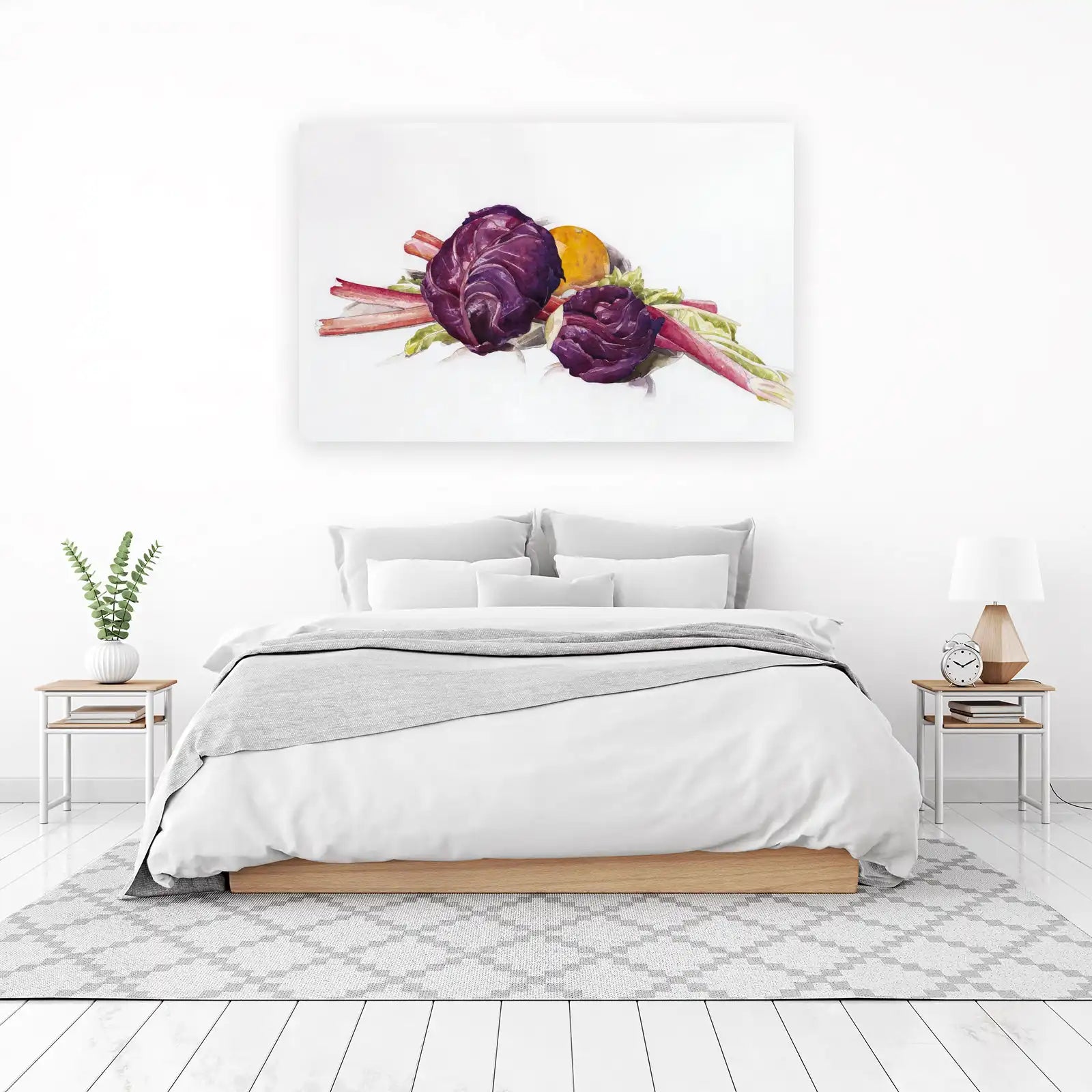 Vibrant Radish & Rhubarb Still Life Wall Art