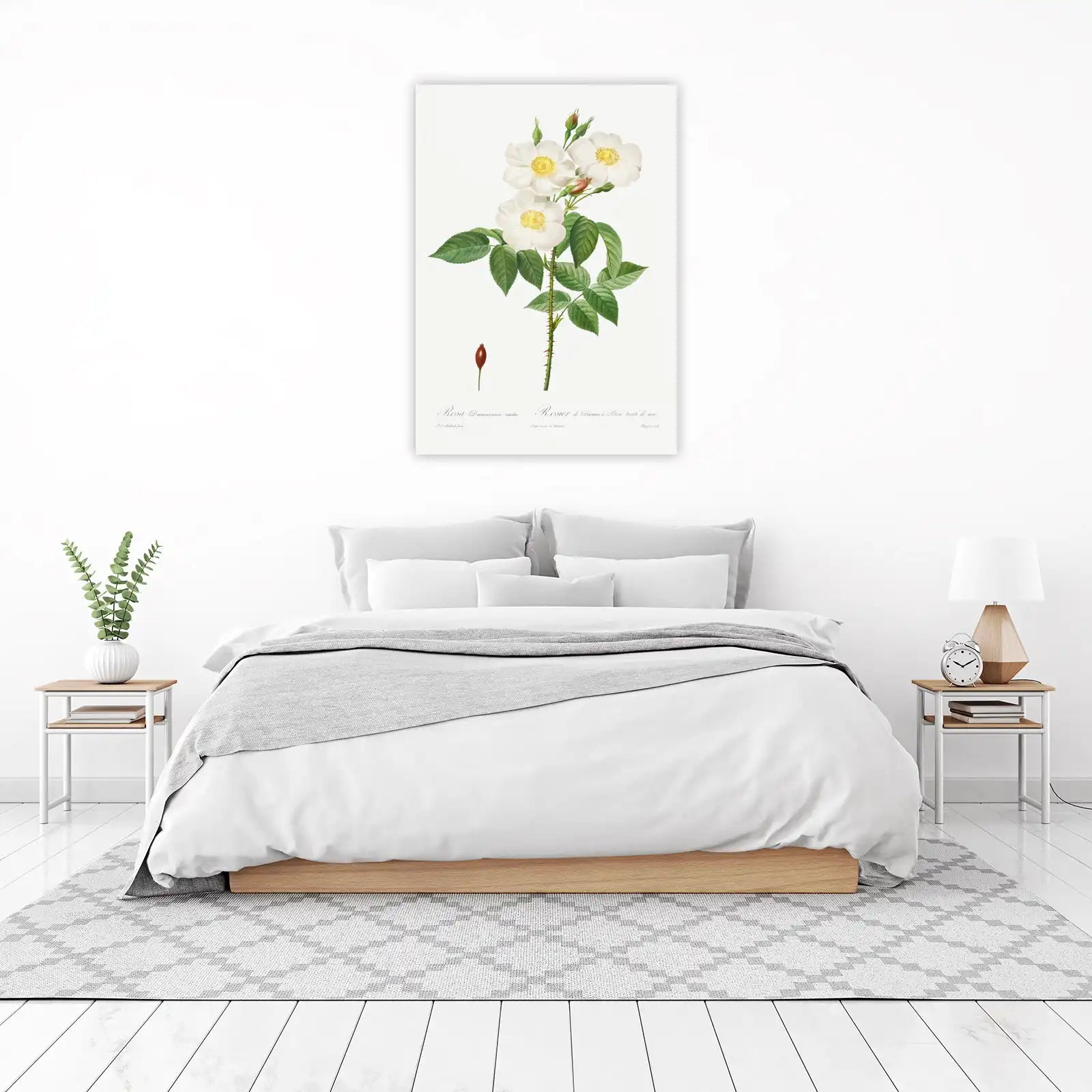 Botanical White Rose & Rosehip Wall Art
