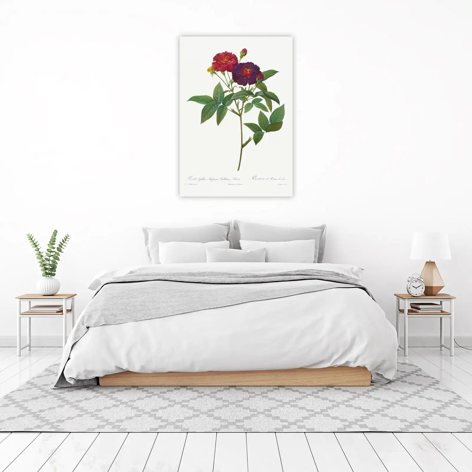 Elegant Red & Purple Rose Botanical Wall Art