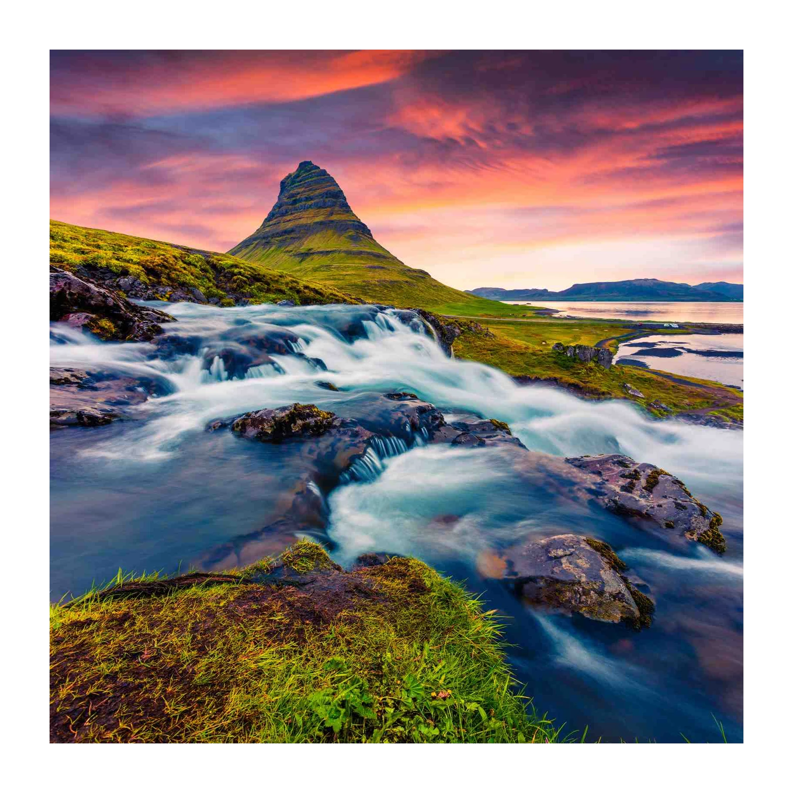 Icelandic Waterfall & Mountain Wall Art