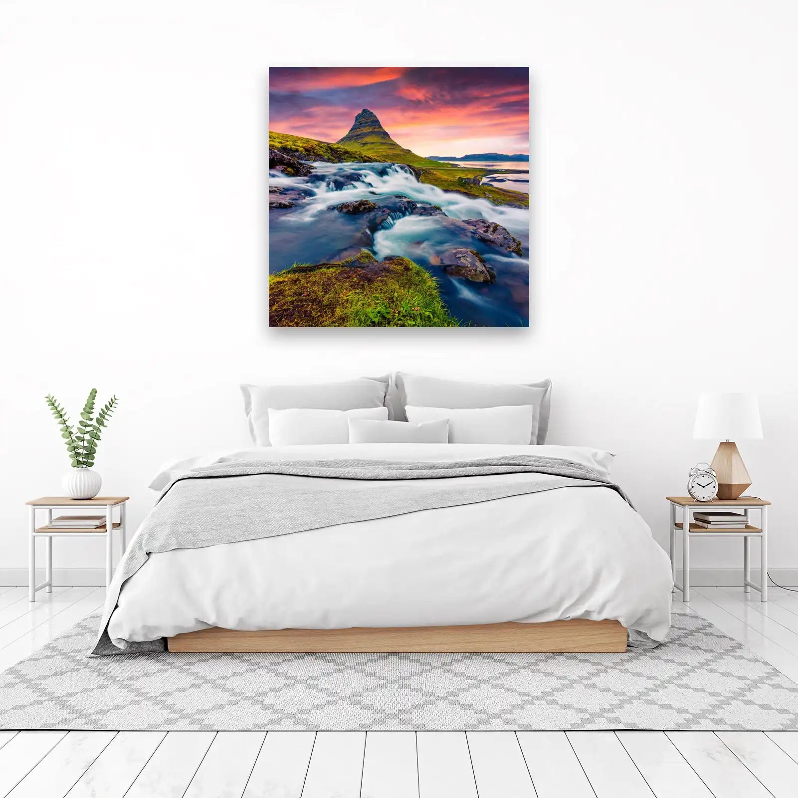 Icelandic Waterfall & Mountain Wall Art