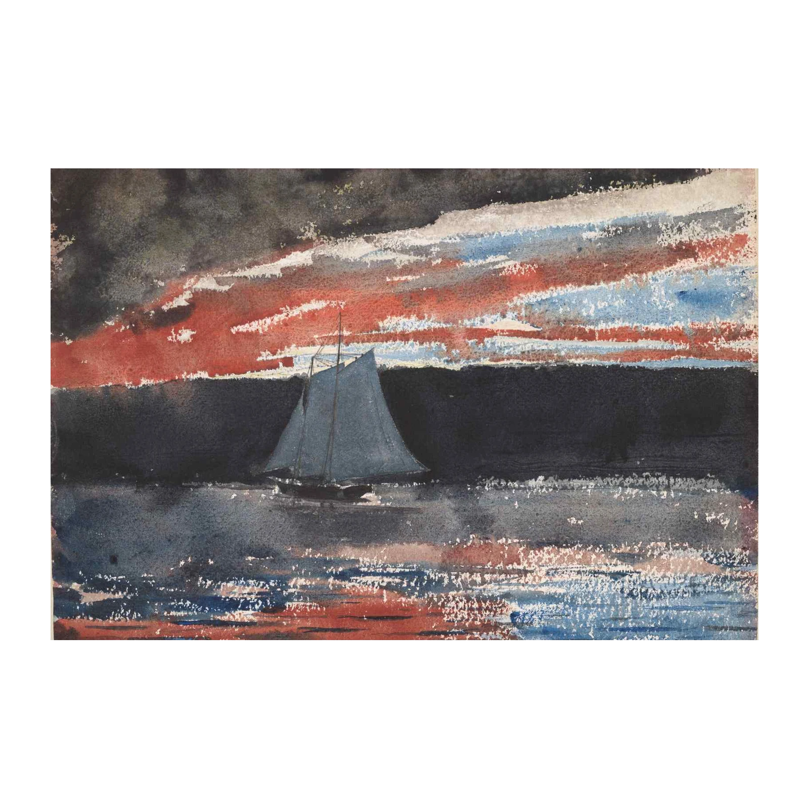 Dramatic Sailboat Sunset Seascape Wall Art