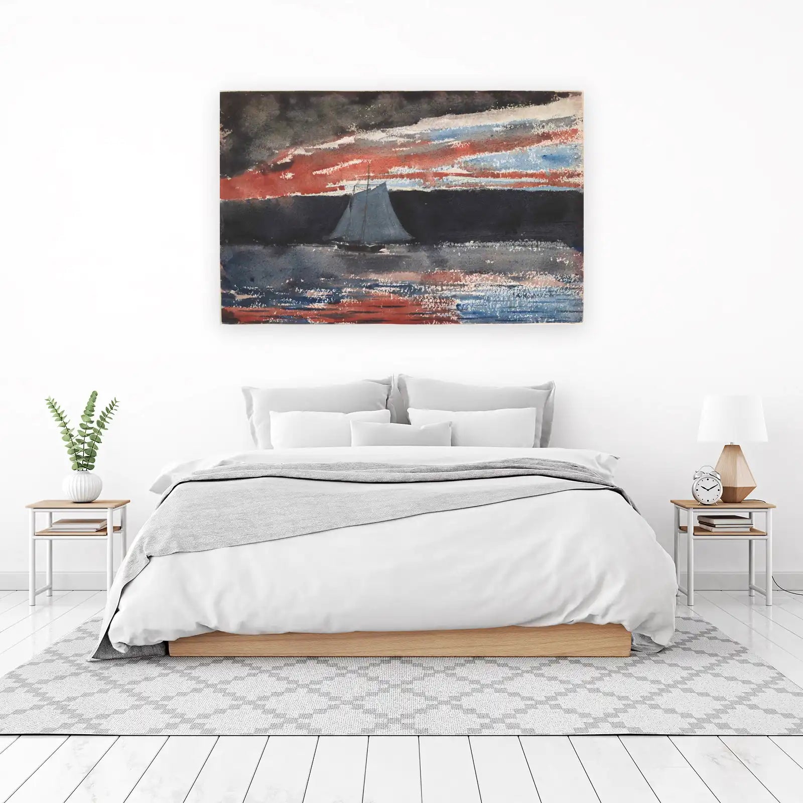 Dramatic Sailboat Sunset Seascape Wall Art