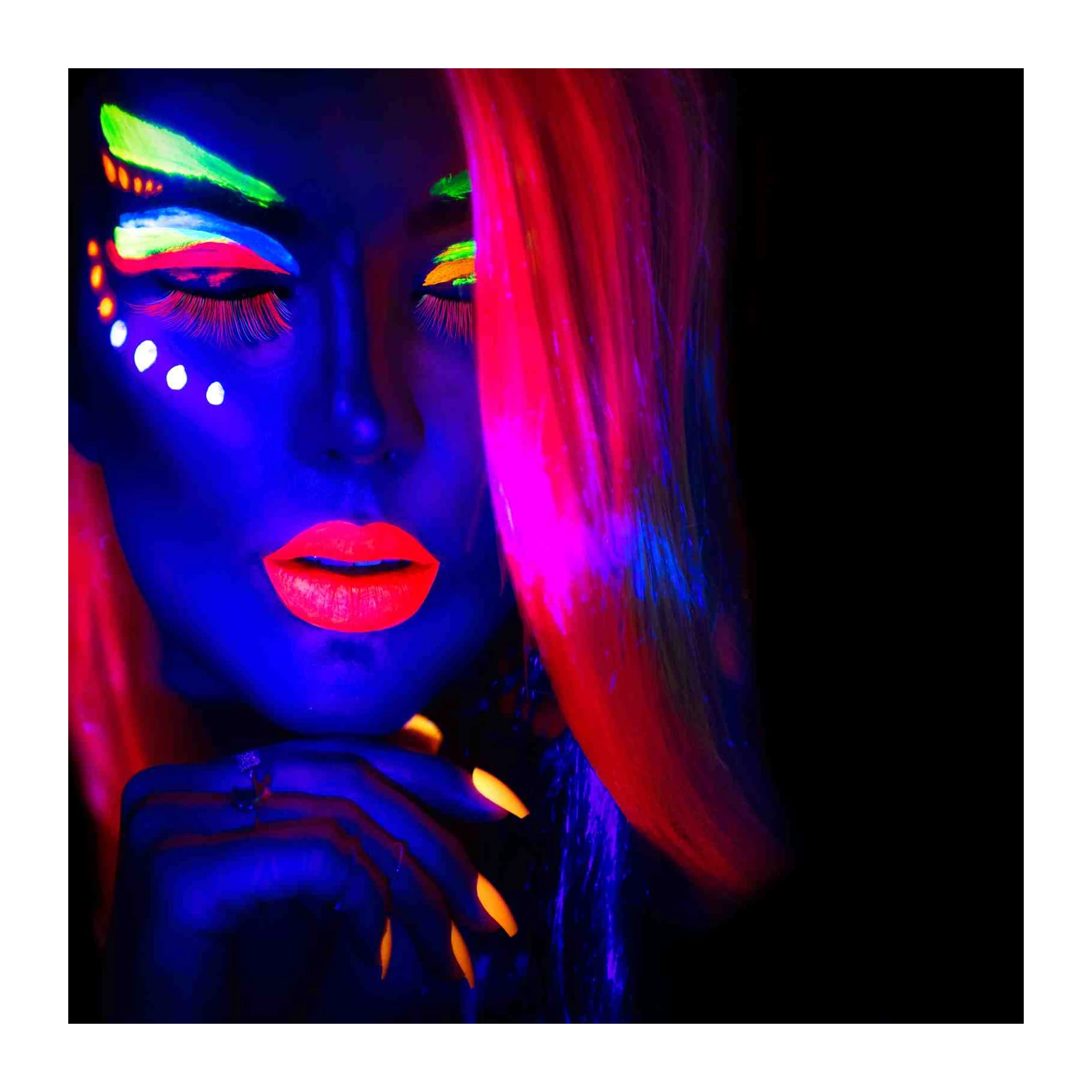 Vibrant Neon Woman Portrait Wall Art
