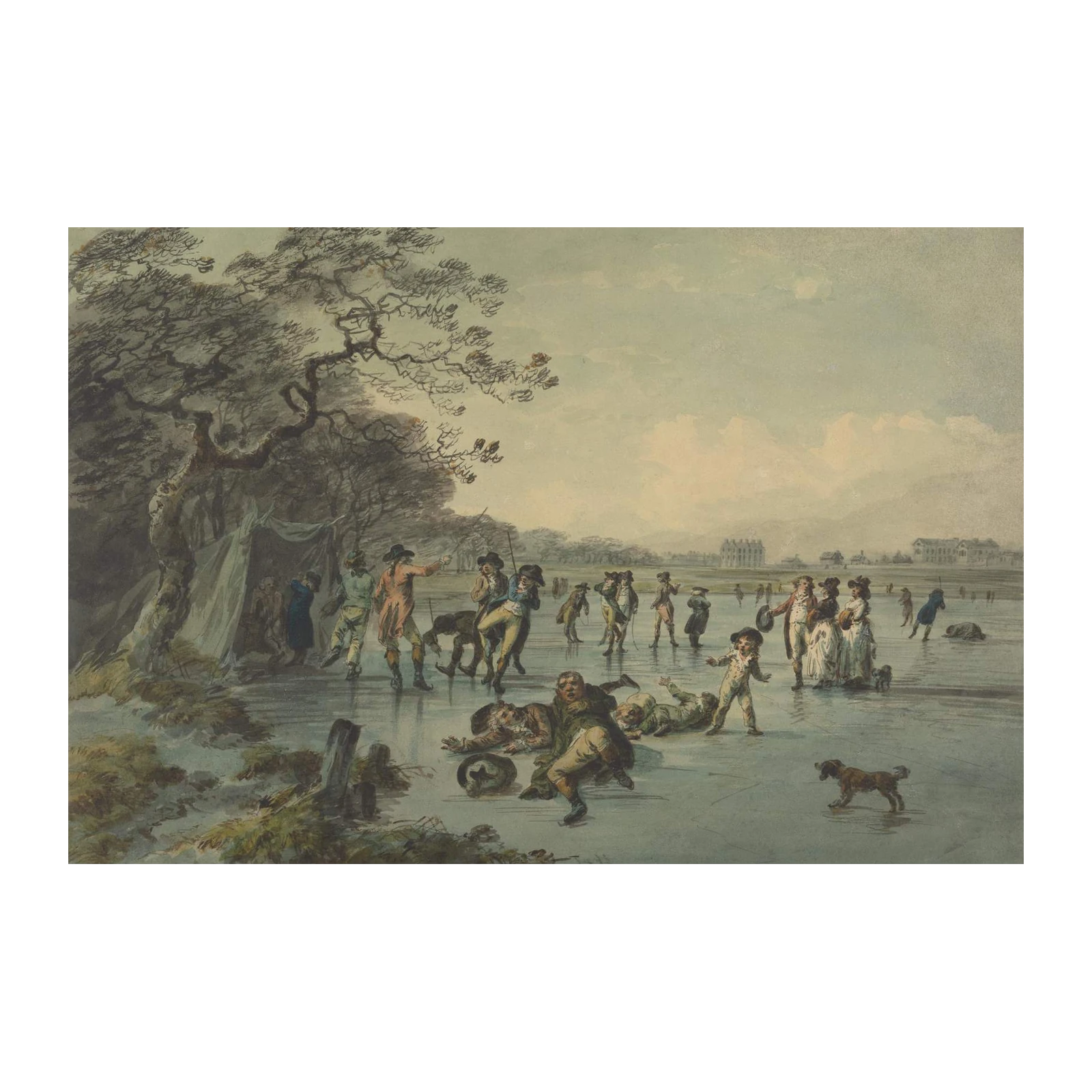 Historic Winter Skating Scene Wall Art