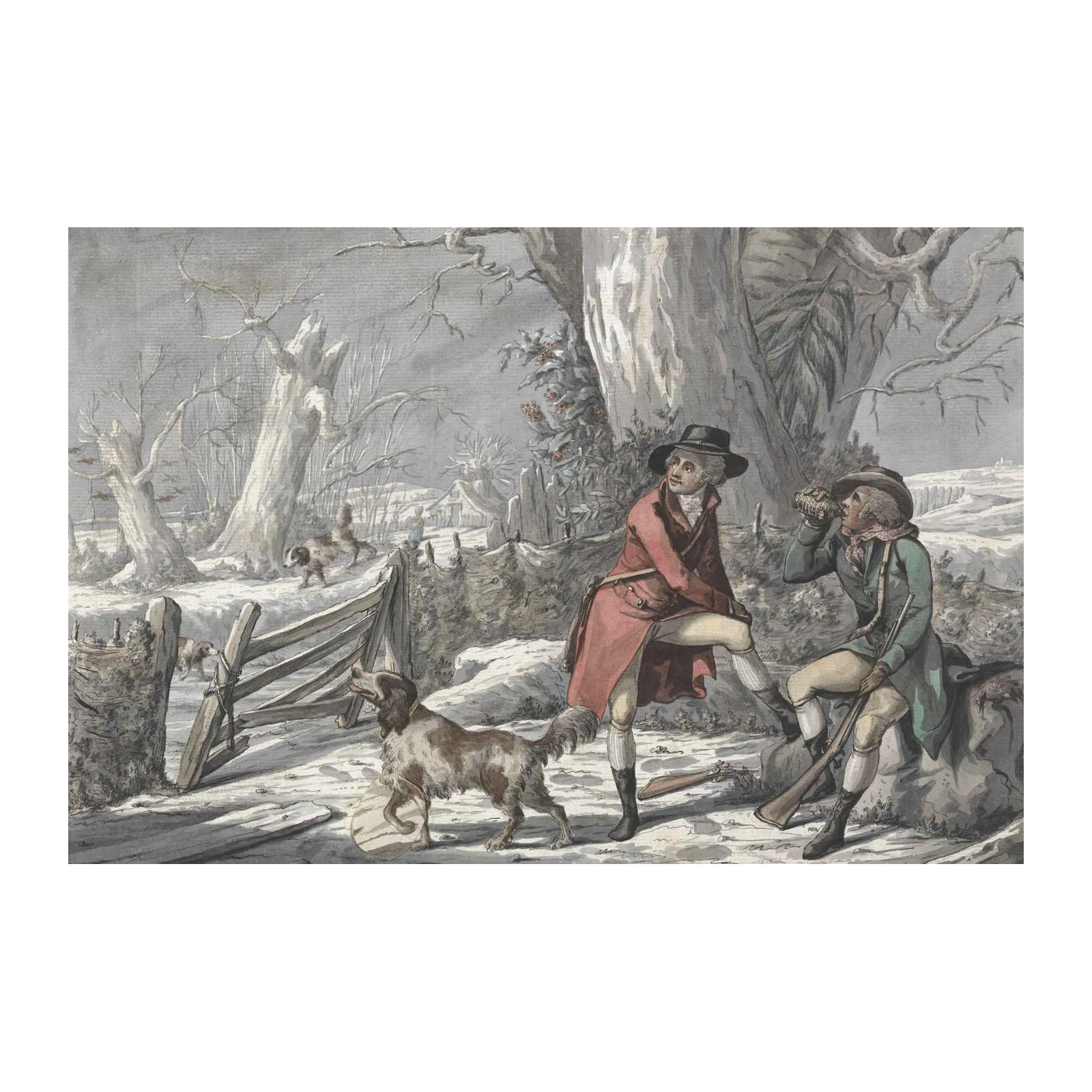 Vintage Hunting Scene Dog Wall Art