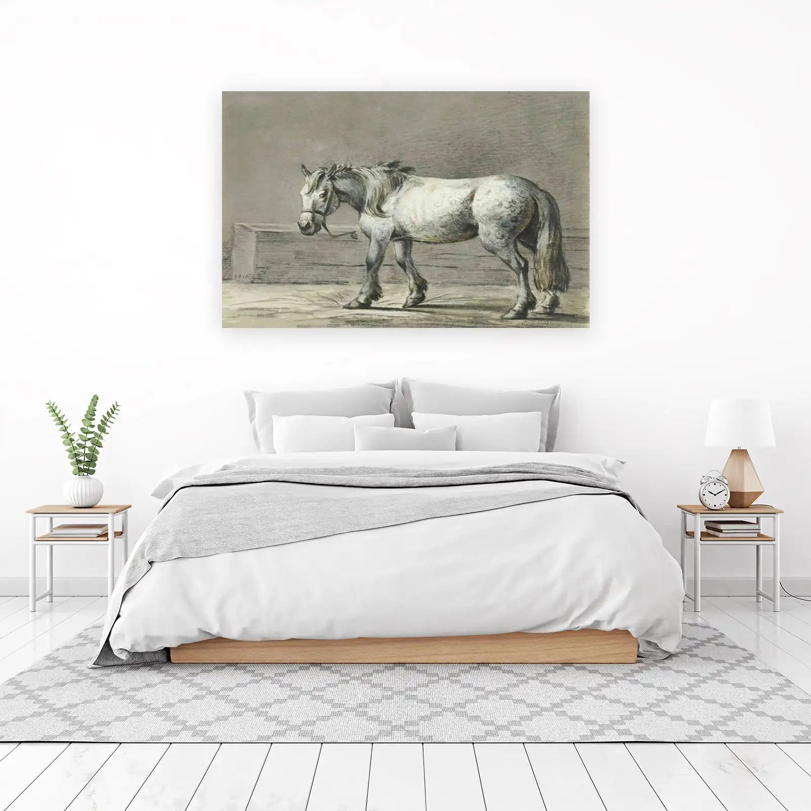Elegant Horse Portrait in Charcoal Wall Art