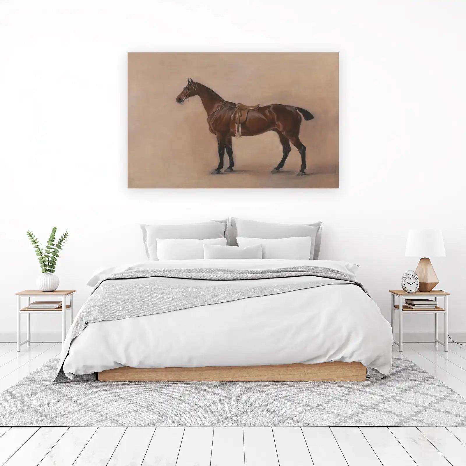 Elegant Chestnut Horse Polo Saddle Wall Art