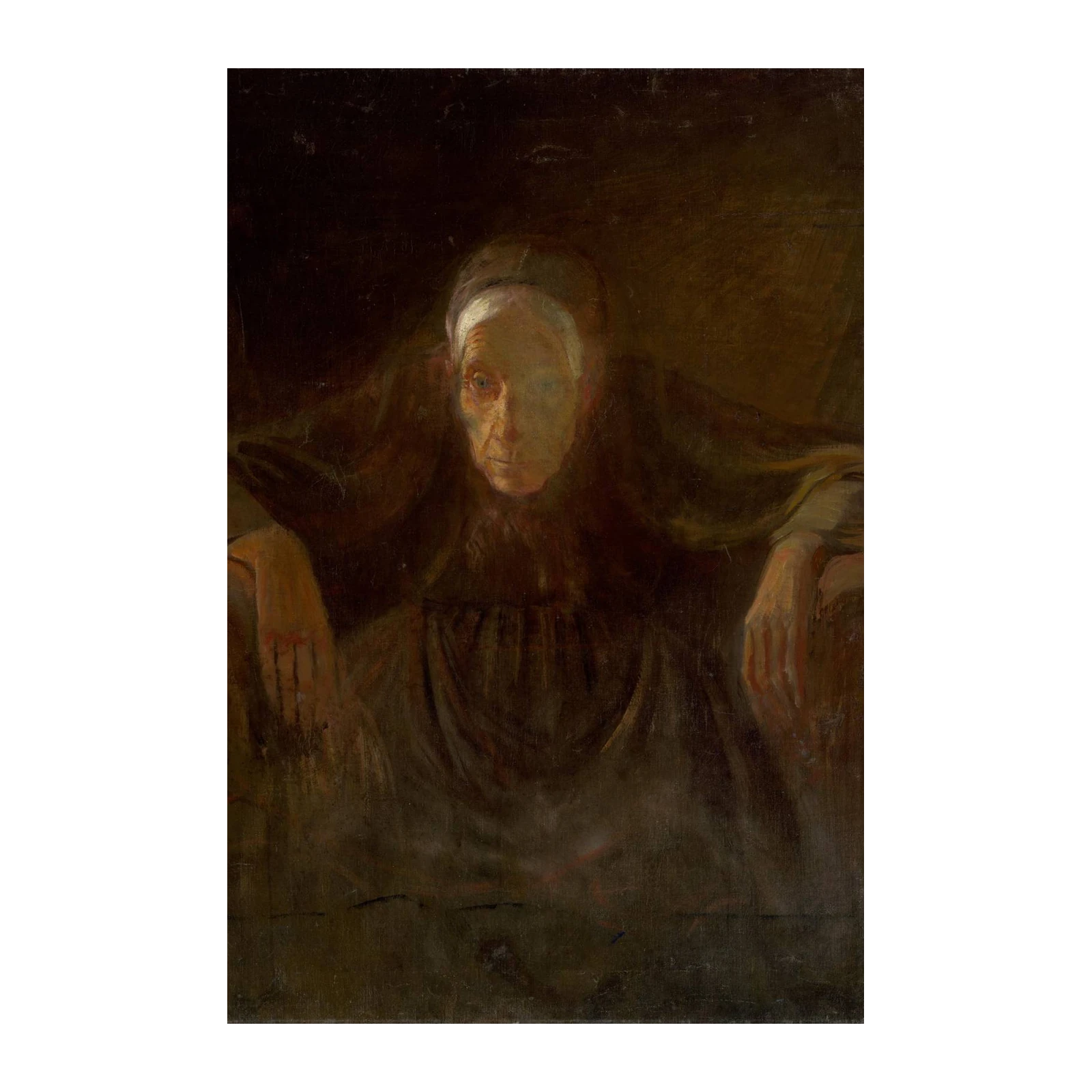 Enigmatic Portrait Vintage Old Woman Wall Art