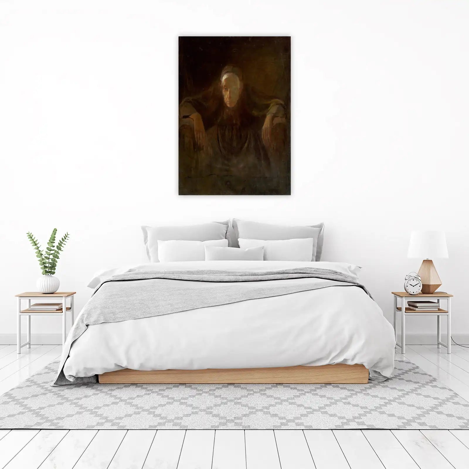 Enigmatic Portrait Vintage Old Woman Wall Art