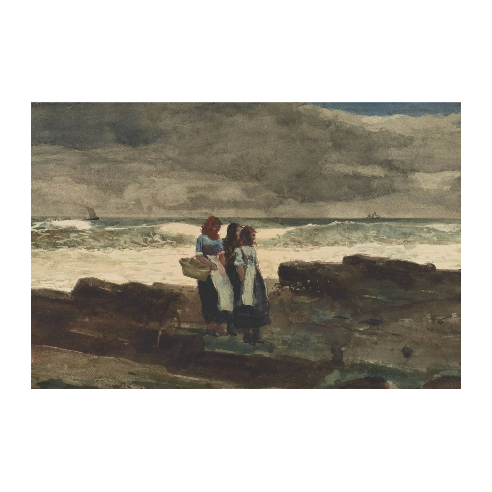 Coastal Girls Dramatic Seascape Wall Art