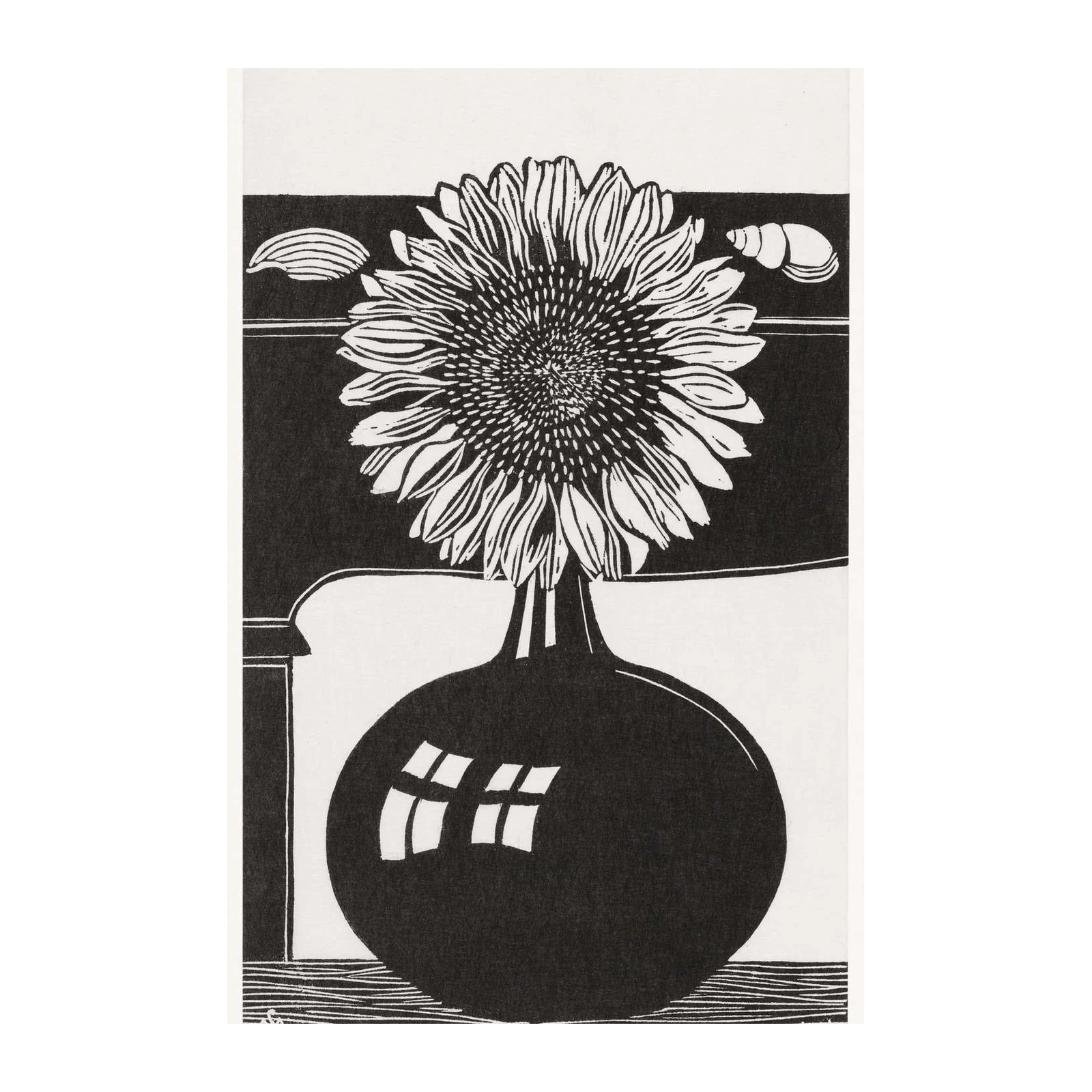 Bold Sunflower in Black & White Wall Art