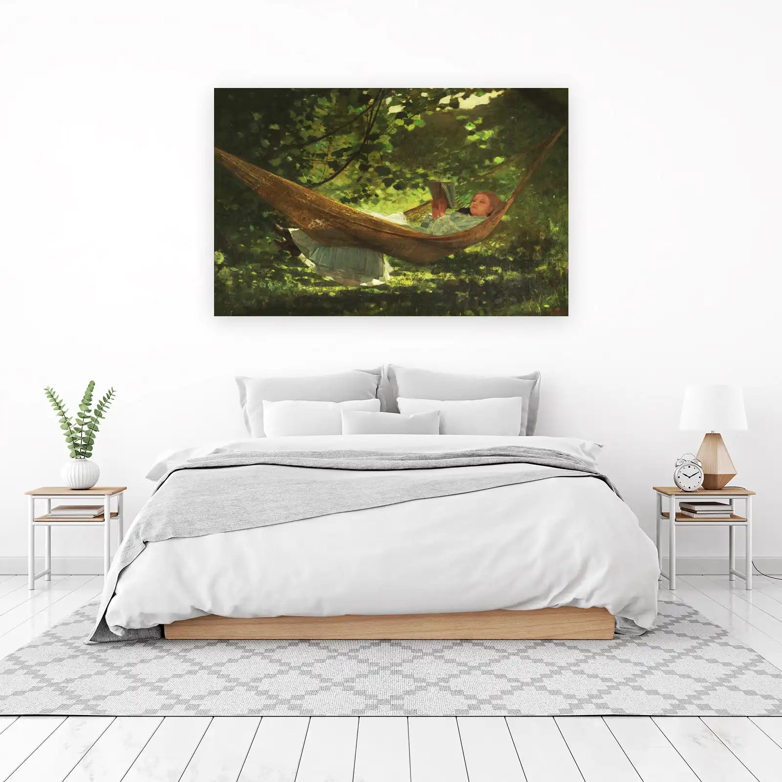 Girl Reading in Hammock Summer Day Wall Art