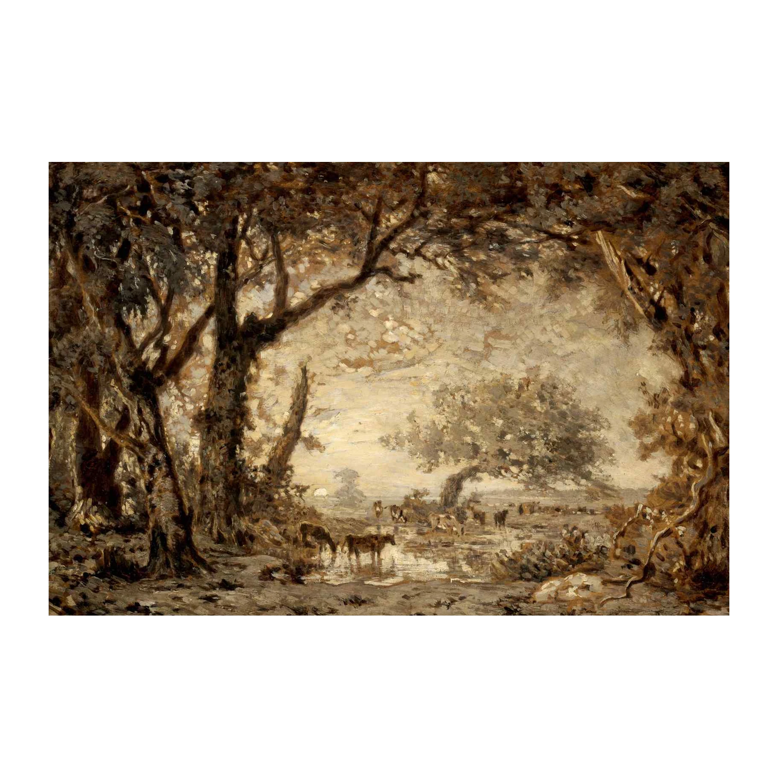 Serene Woodland Cattle Landscape Wall Art